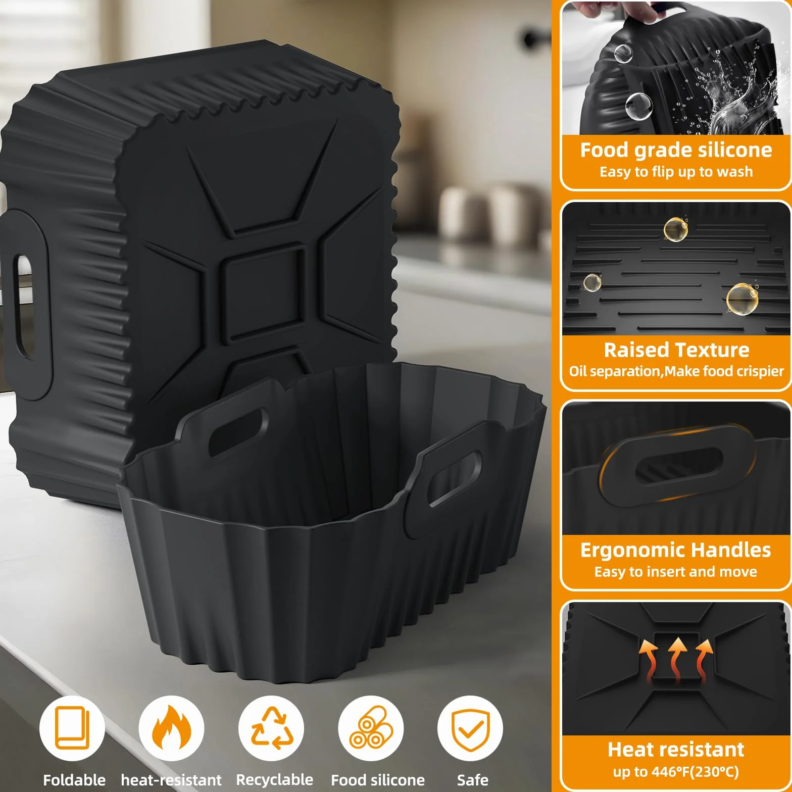 HONYAO Silikonowa Frytkownica Akcesoria do Philips Airfryer Dual Basket 3000 Series 9L NA350/00, 2 sztuki Akcesoria do Frytkownicy na Gorące Powietrze do Philips Steam Airfryer 5000 Series NA550/00
