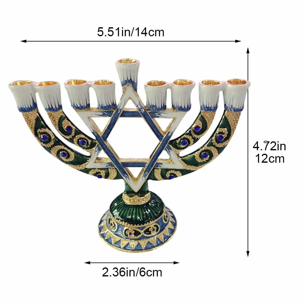 Chanukah Menorah Candelabrum antyczny świecznik festiwal ozdobiony klejnotami świecznik stół centralny