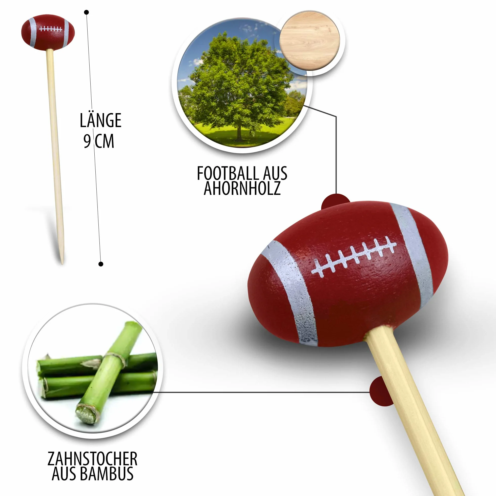 Wykałaczki do futbolu amerykańskiego 40YARDS 50 sztuk dekoracja imprezowa szaszłyki do burgerów koktajlowe