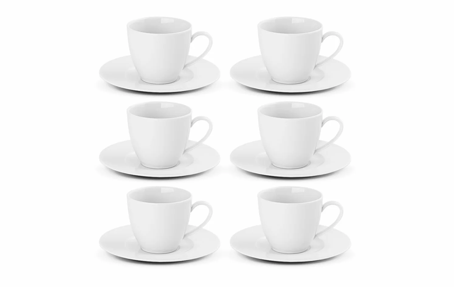 Gerlach 1760 Zestaw Filiżanek do Kawy i Herbaty ze Spodkami Porcelanowy Biały 185 ml