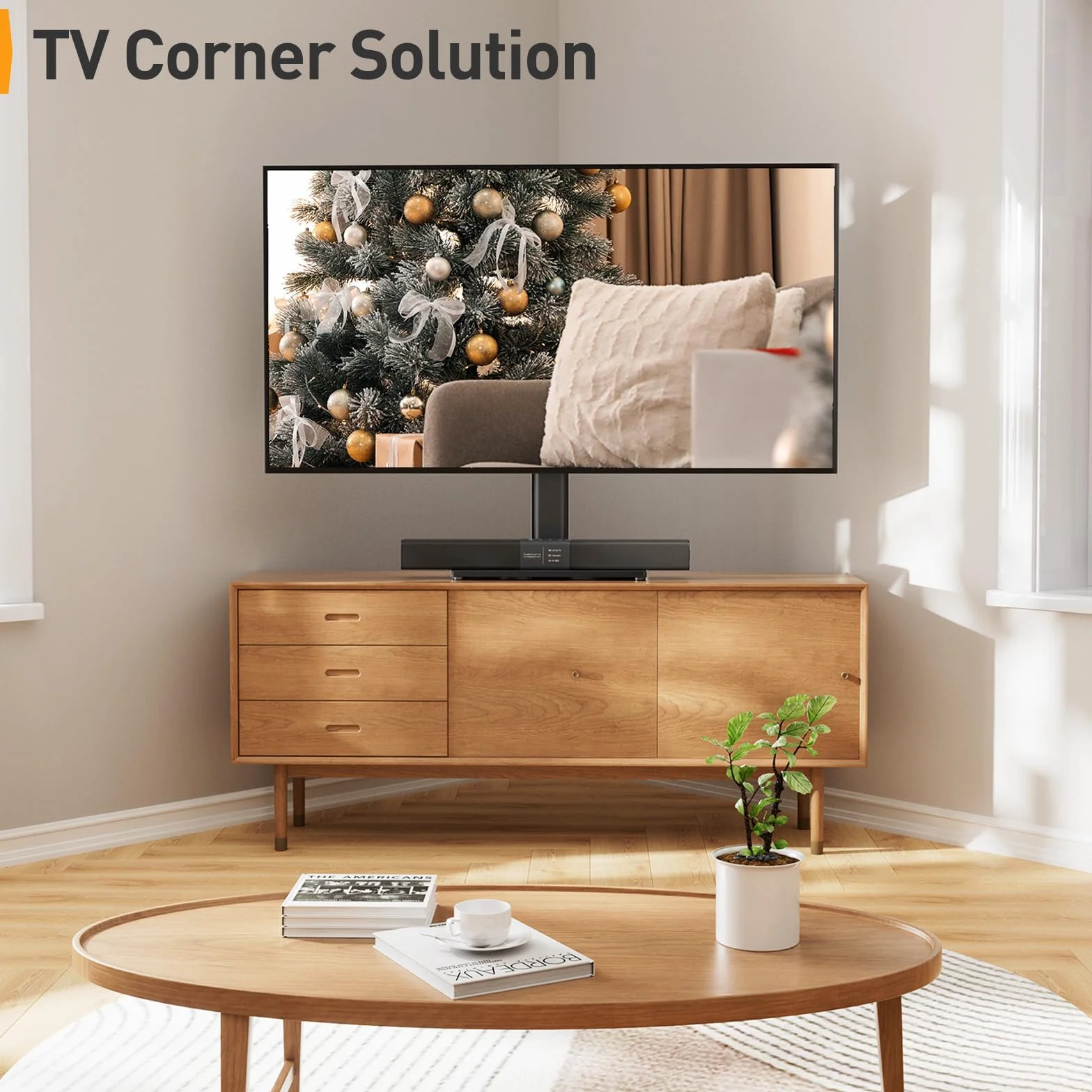 Stojak na telewizory 32-60 cali - Obrotowy uchwyt TV o regulowanej wysokości z podstawą ze szkła hartowanego, maksymalna VESA 400x400 mm, pojemność 40 kg
