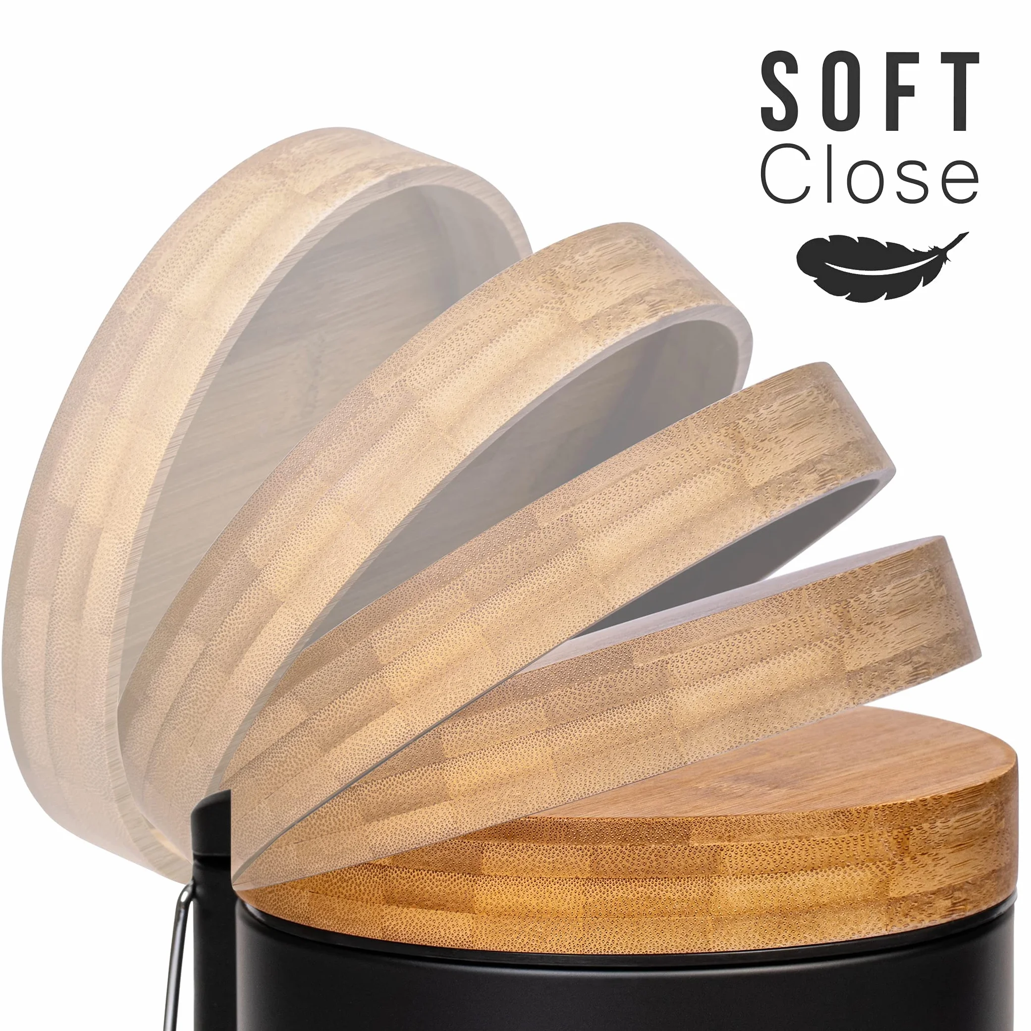 KAZAI 3 Litry Designerski kosz Łazienkowy Superior Bamboo Miękkie Zamknięcie Czarny