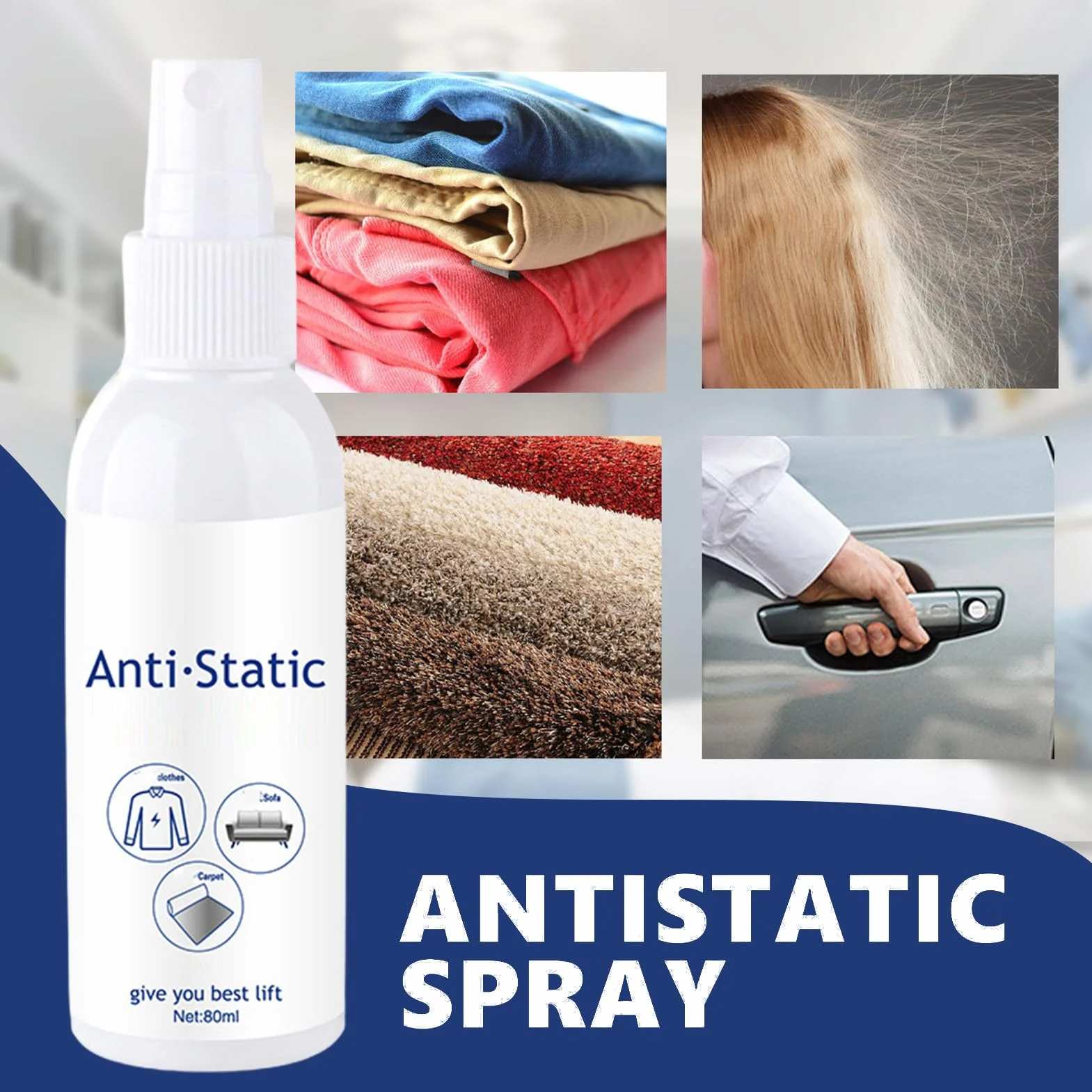 Antystatyczny spray 80 ml do włosów i tekstyliów