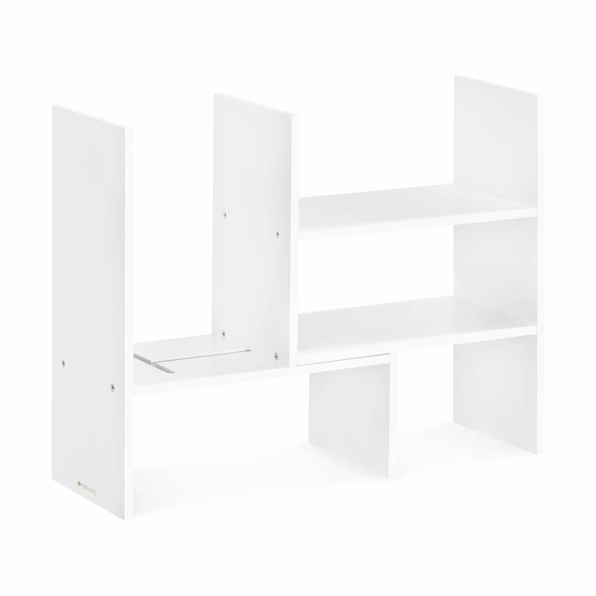 Navaris Bambusowy organizer na biurko 64 x 15,5 x 40 cm regulowany regał narożny biały