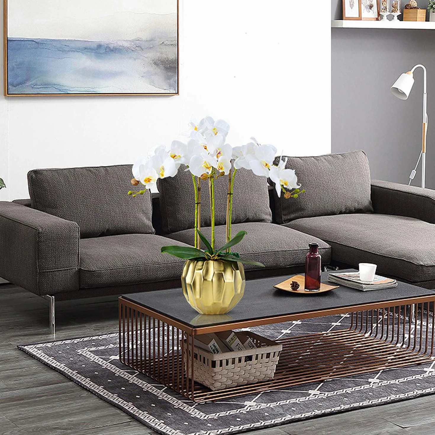 Sztuczne kwiaty phalaenopsis 80 cm białe 4 wiązki orchidei do mieszkania