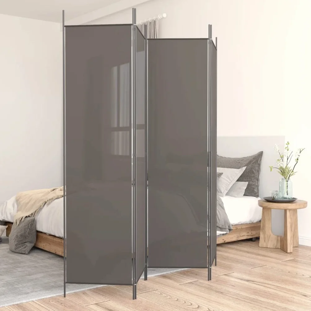 vidaXL Parawan 4-panelowy, antracytowy, 200x220 cm, tkanina, parawan pokojowy, przegroda, przegroda pokojowa, parawany pokojowe, przegrody