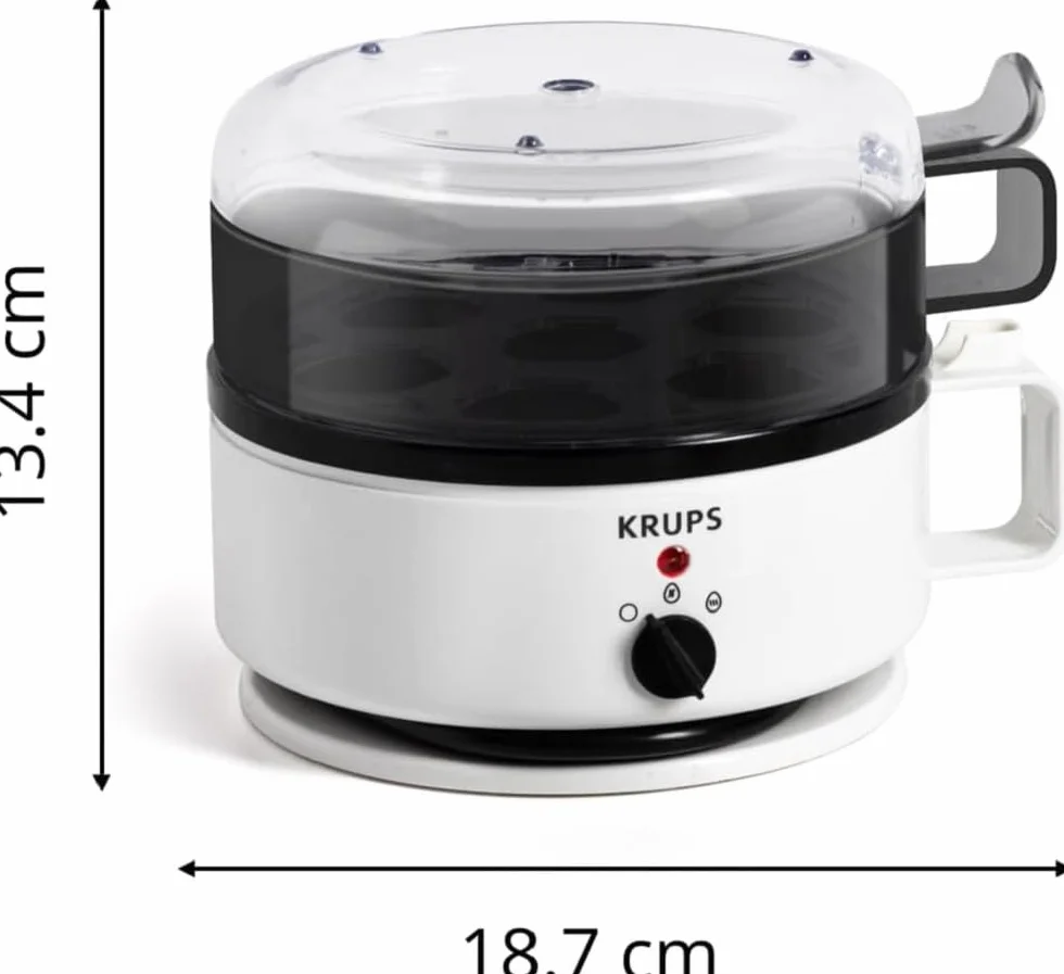 Krups Ovomat Super jajowar na 7 jajek, gotowanie i utrzymywanie ciepła, z kubkiem z miarką i przekłuwaczem, bez BPA