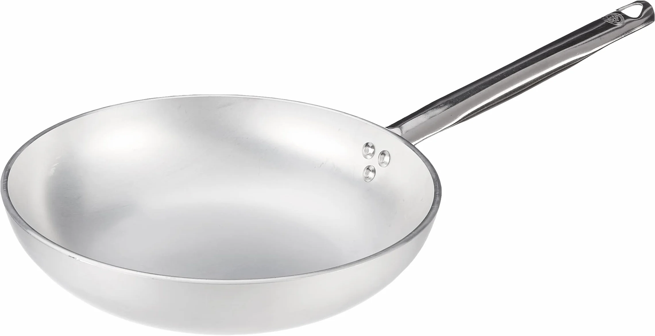 Pentole Agnelli Patelnia z łbem wpuszczanym, wykonana z aluminium, grubość 5 mm, z uchwytem ze stali nierdzewnej, srebrna 28 cm, srebrna