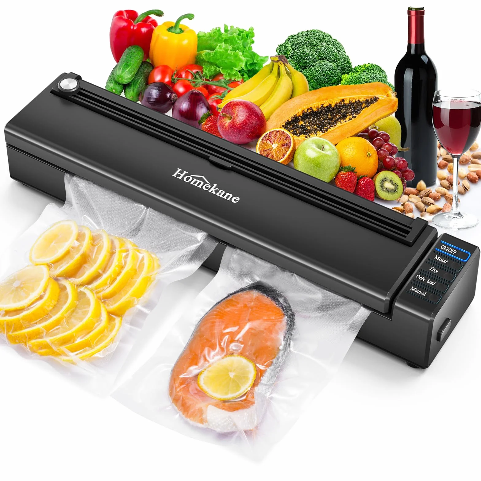 Sous Vide automatyczna zgrzewarka próżniowa z nożem, zgrzewarka do suchych lub wilgotnych produktów spożywczych, w zestawie 5 worków próżniowych i węża