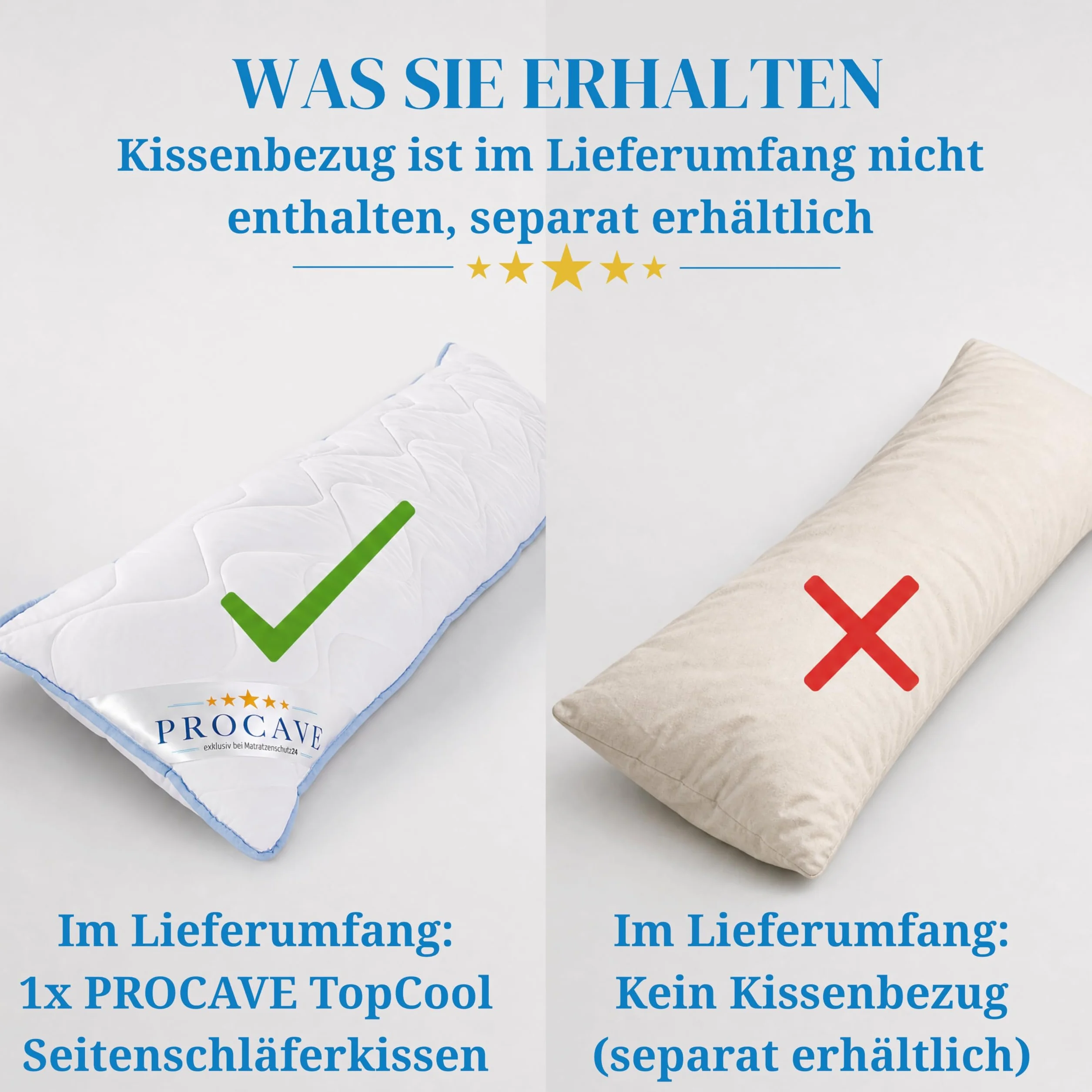 PROCAVE TopCool poduszka do spania na boku 40 x 145 cm
