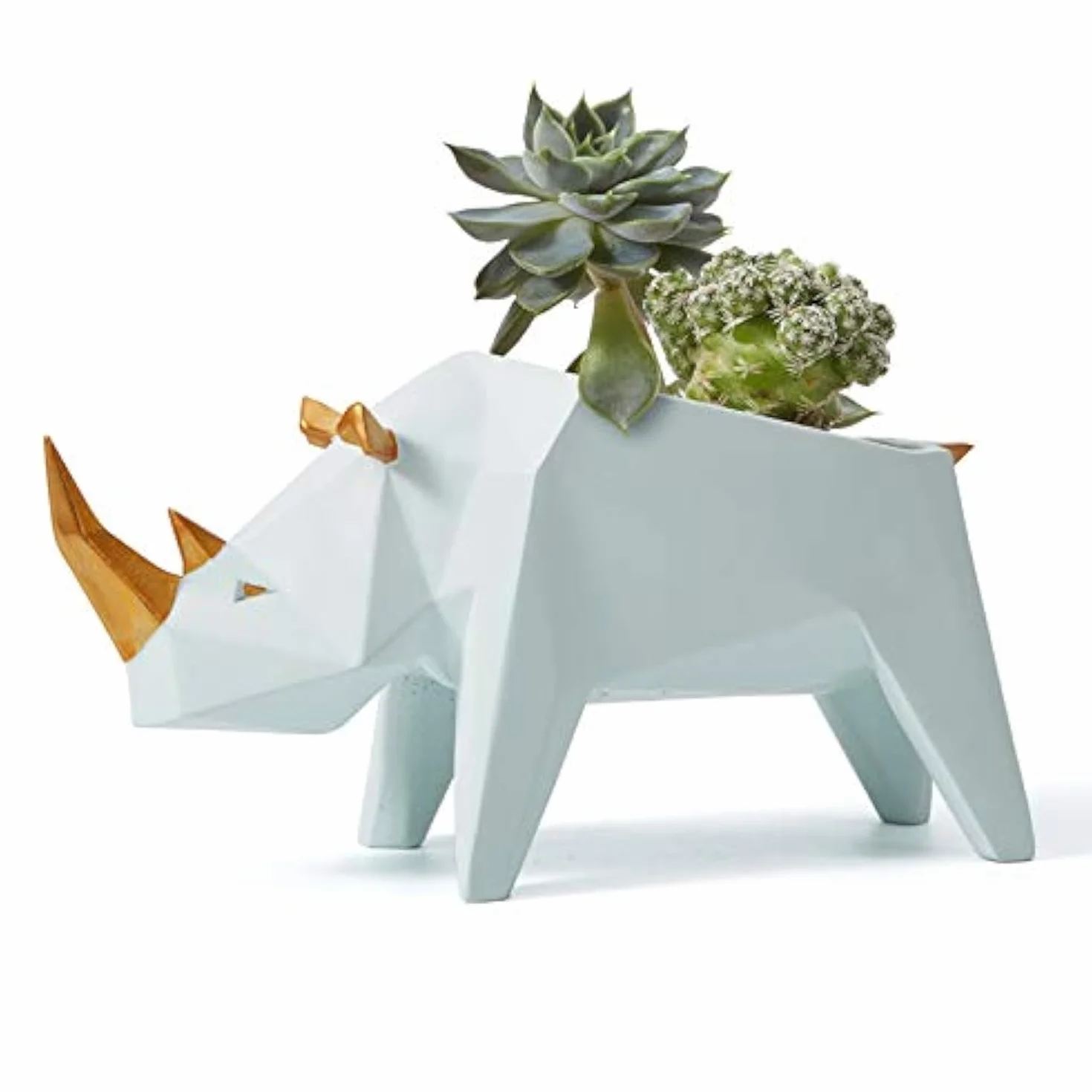 Kaktus sukulent doniczka geometryczna figurka zwierzę 18 cm żywica