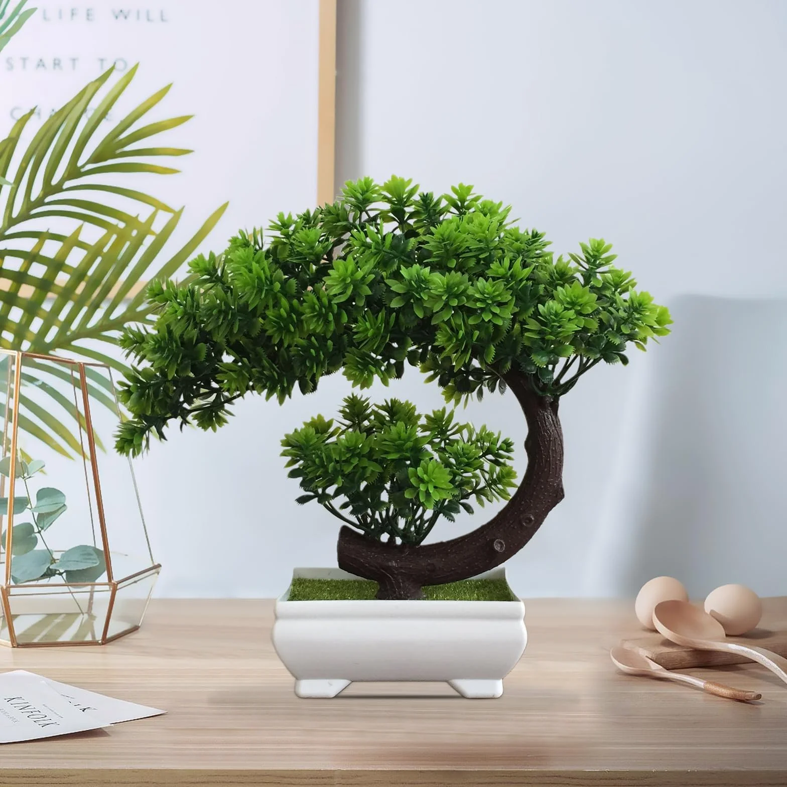 Sztuczne drzewo, zielone sztuczne drzewko bonsai, sztuczne tworzywo sztuczne bonsai, naturalne łagodzenie zmęczenia, dekoracja na balkon, do ogrodu, biura