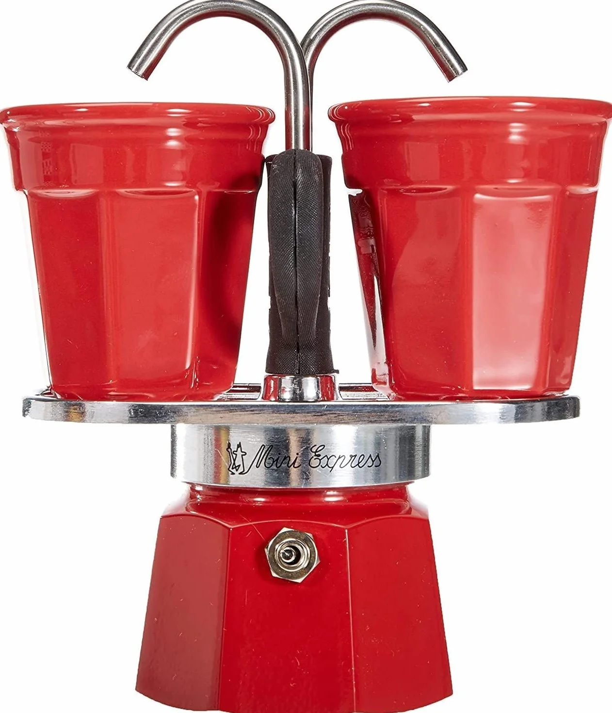 Bialetti – Mini Express Kandisky: W Zestawie Kawiarka Na 2 Filiżanki (90Ml) I 2 Szklanki, Czerwona, Aluminiowa