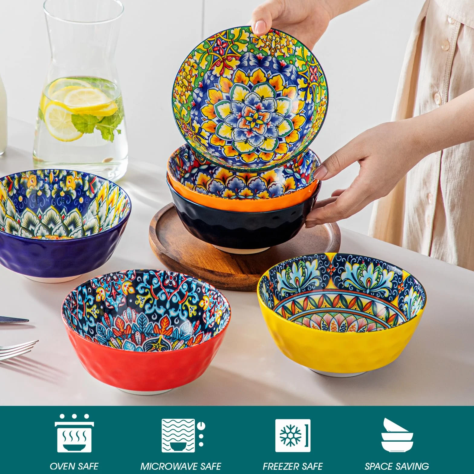 vancasso SIMI zestaw 6 misek na musli, 768 ml, porcelanowe miski do zupy, nadają się do zmywarki i mikrofali, do serwowania płatków śniadaniowych, zup, płatków owsianych, lodów, sałatek, makaronu itp.