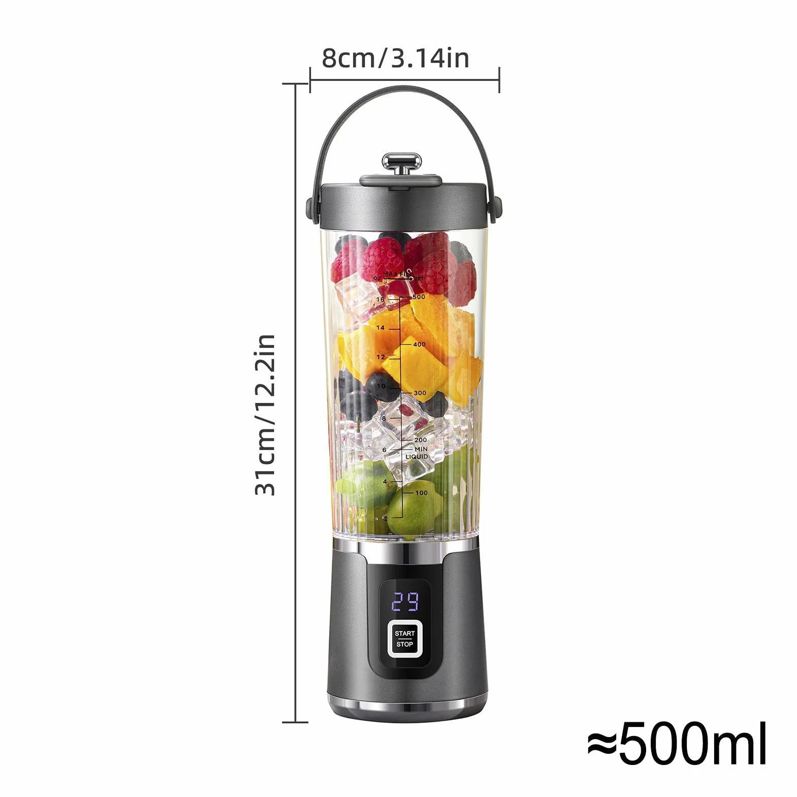 Przenośny Blender Kubek USB z Wyciskarką do Owoców i Mikserem - Kompaktowa Butelka do Podróży