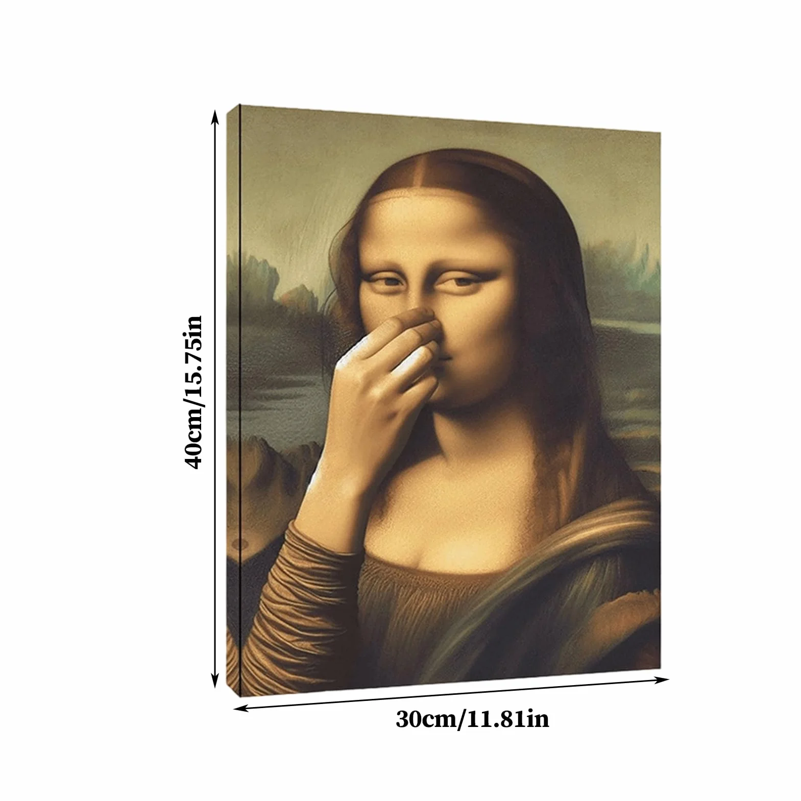 Plakat Mona Lisa z gestem od nosa do nosa 30x40 cm ironiczna dekoracja ścienna