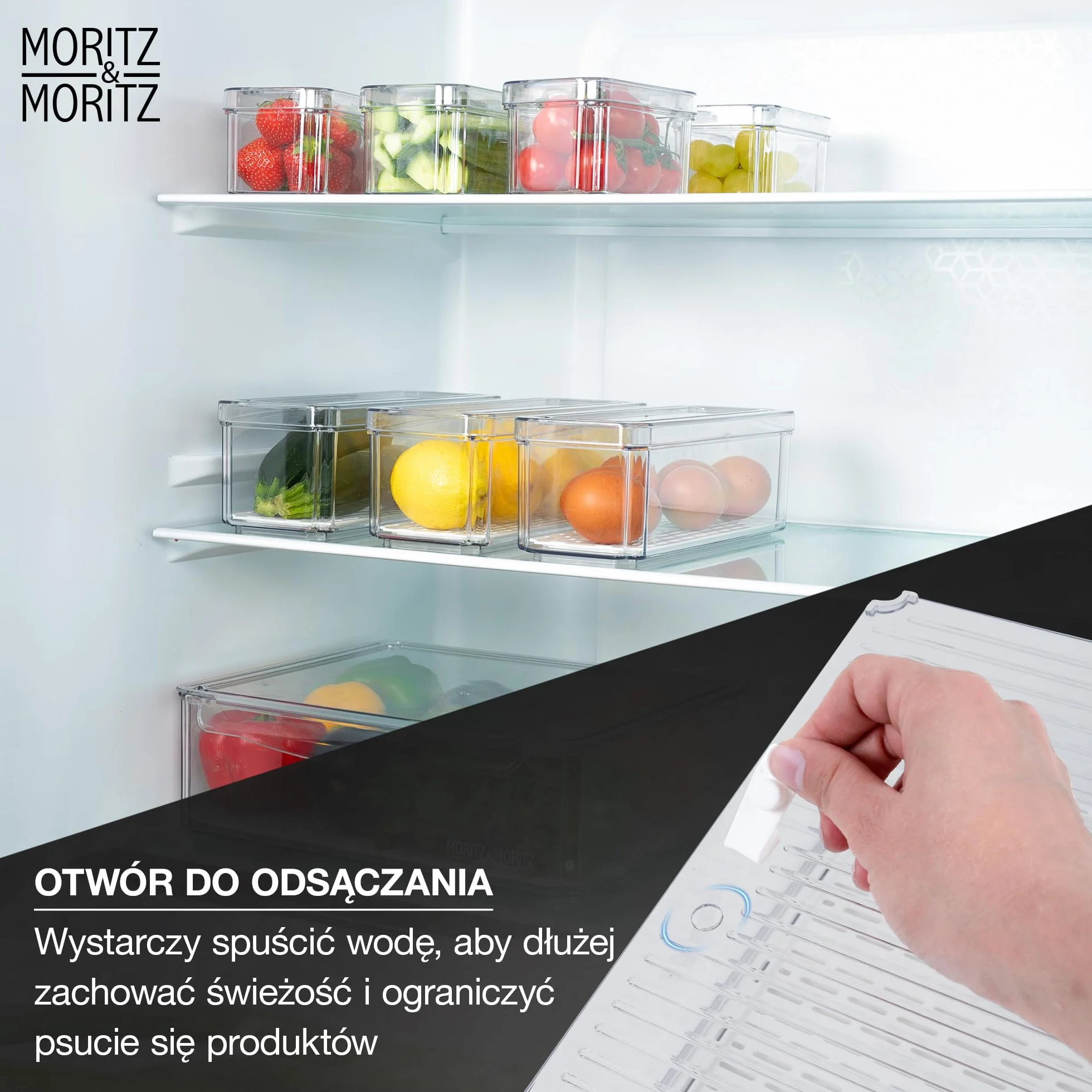 Moritz & Moritz Zestaw 10 organizerów do lodówki przezroczyste pudełka do przechowywania
