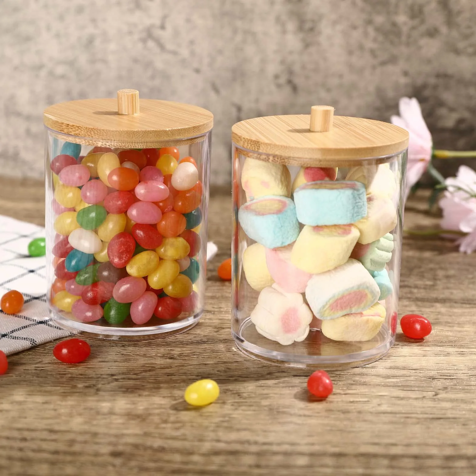 Miiepls 3 sztuki uchwytów na patyczki higieniczne, przezroczyste akrylowe patyczki higieniczne, pudełko do przechowywania kosmetyków, wacików, wacików
