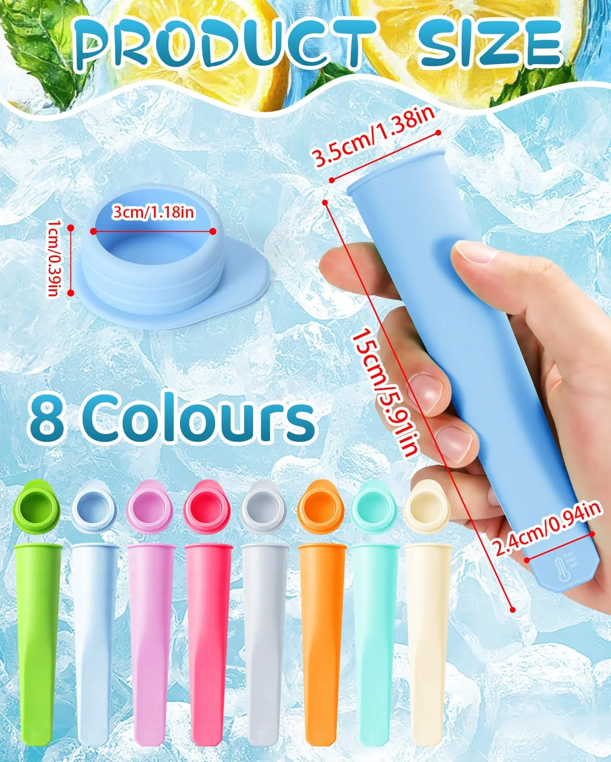 8 sztuk silikonowe formy na lody z pokrywkami, formy na lody z składaną lejkami, przyjazne dla dzieci rozmiary, bez BPA, łatwe do czyszczenia, elastyczne i wielokrotnego użytku formy na lody do wyrobu