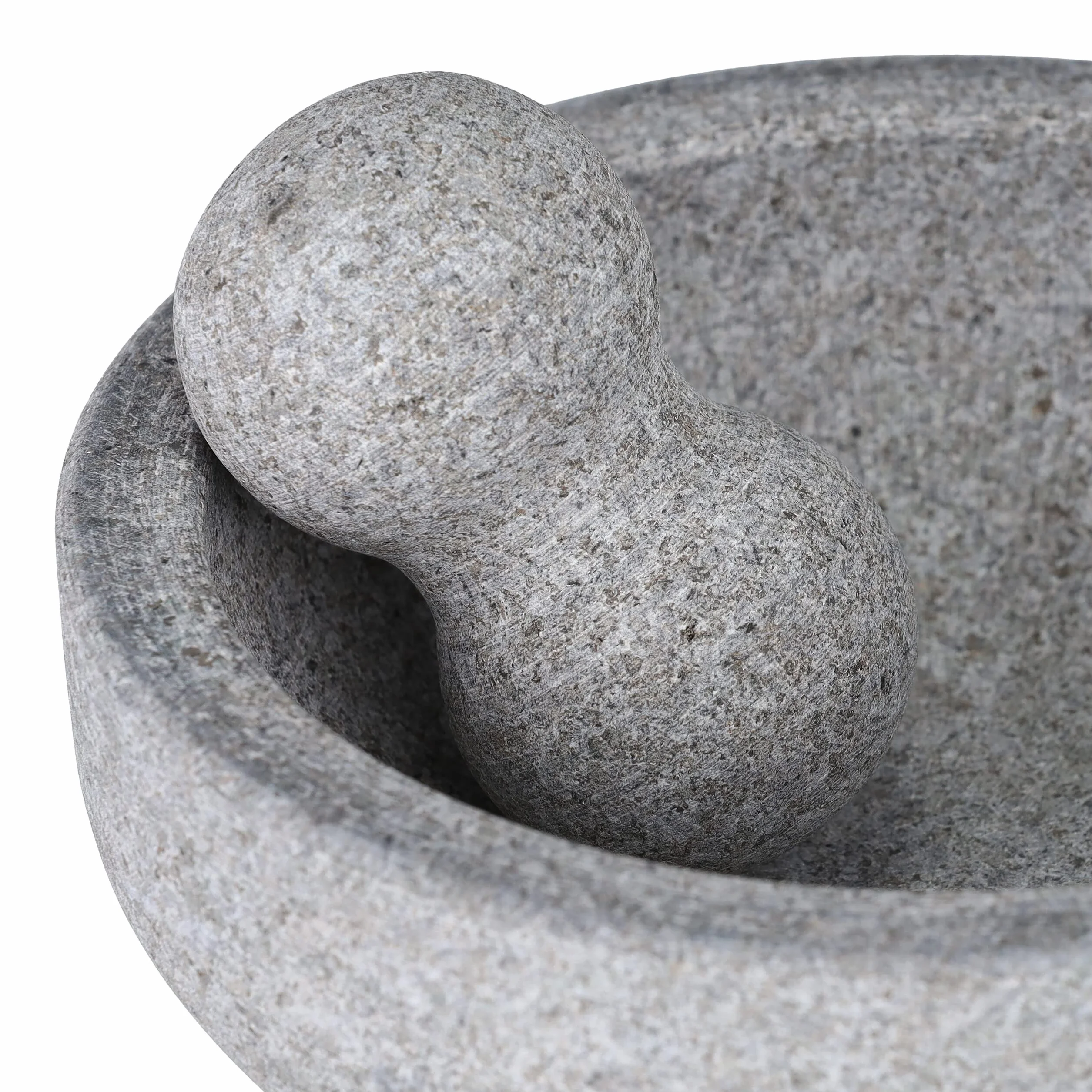 Relaxdays Moździerz z tłuczkiem, granit, wys. x śr.: 9 x 20 cm, wytrzymały, trwały, niepolerowany, kamienne przyprawy, zioła, szary