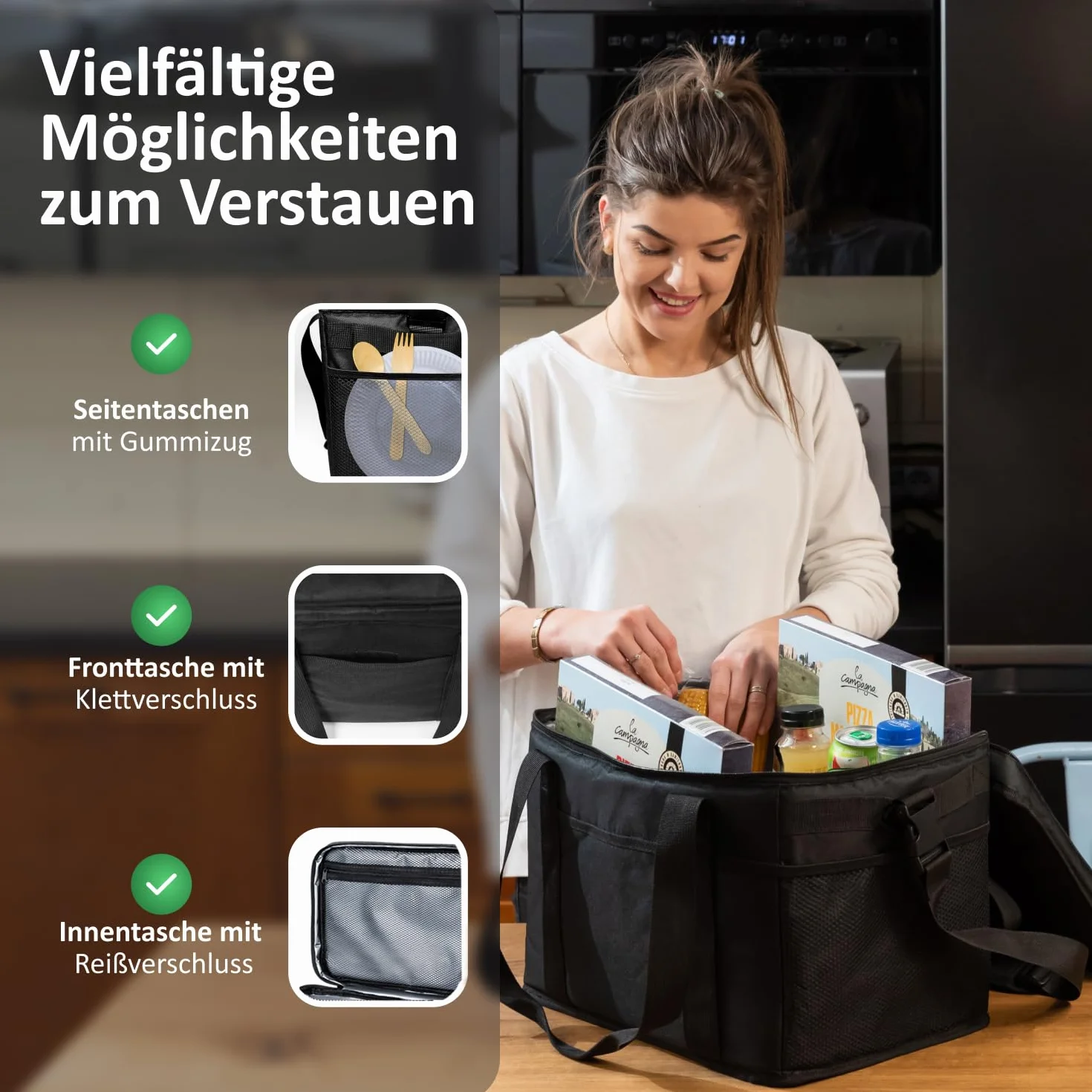 Cottara® Duża torba chłodząca, z szczelną izolacją, 30 l – składana, duża, na zakupy i piknik – idealna torba na zakupy, torba izolacyjna, torba piknikowa