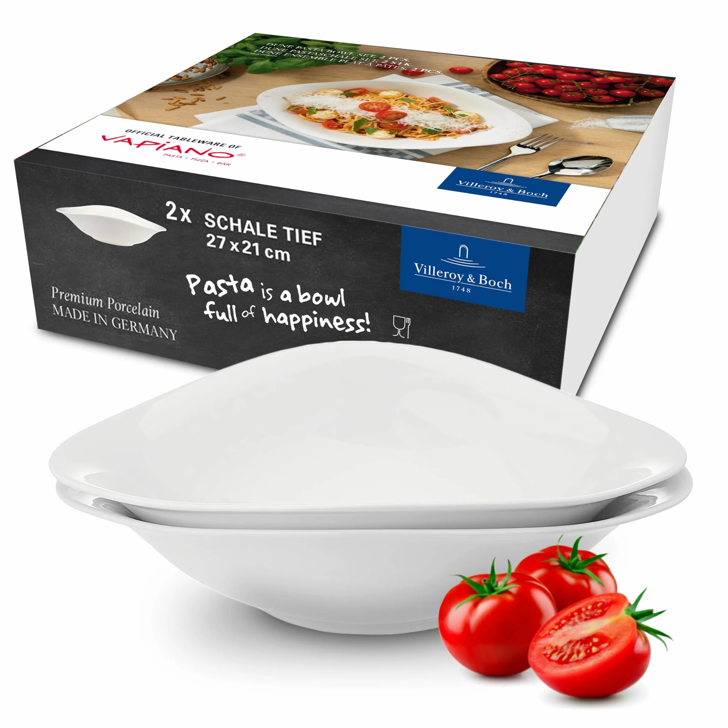 Villeroy & Boch Vapiano zestaw misek do makaronu 2-cz. porcelana Premium biała