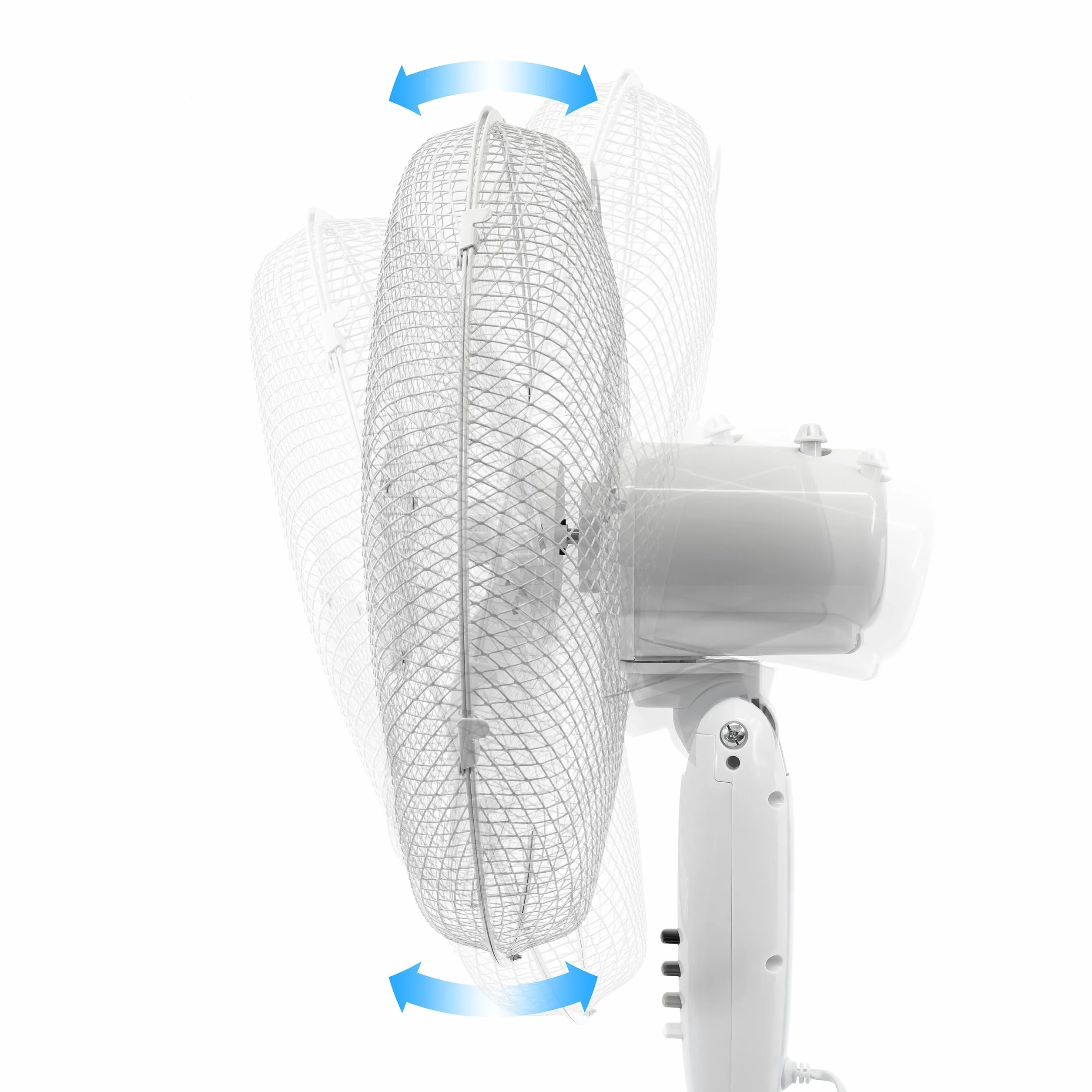 ITO Electronics Wentylator podłogowy, Średnica 40 cm, oscylacyjna + regulowana 3-biegowa, regulowana wysokość/nachylenie, 40 x 14 x 125 cm, kolor: biały
