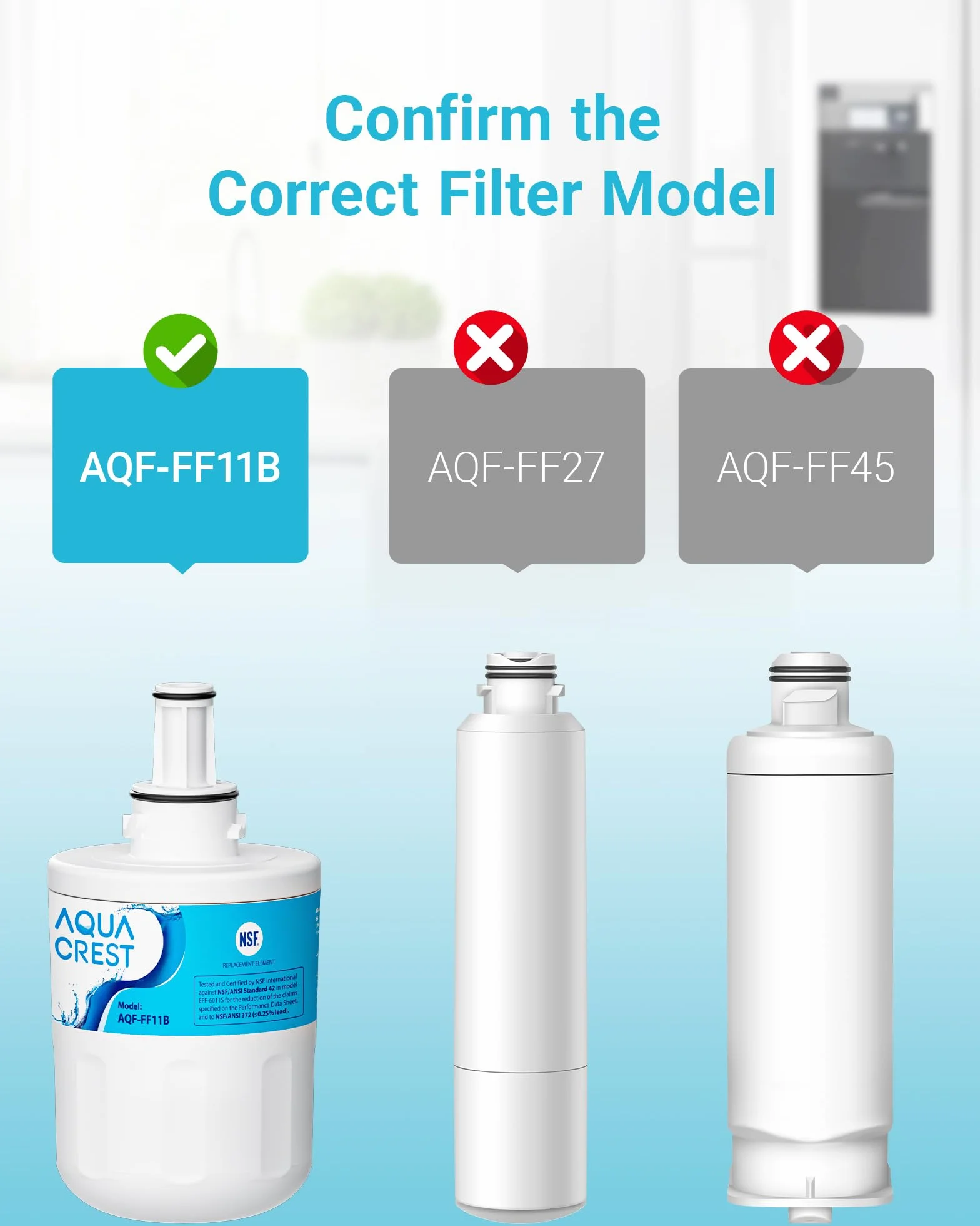 AQUA CREST DA29-00003G Filtr Wody do Lodówki, Kompatybilny z Samsung Aqua Pure Plus DA29-00003G, DA29-0003B DA97-06317A DA61-00159A, HAFCU1/XAA, HAFIN2/EXP, WF289 (3)