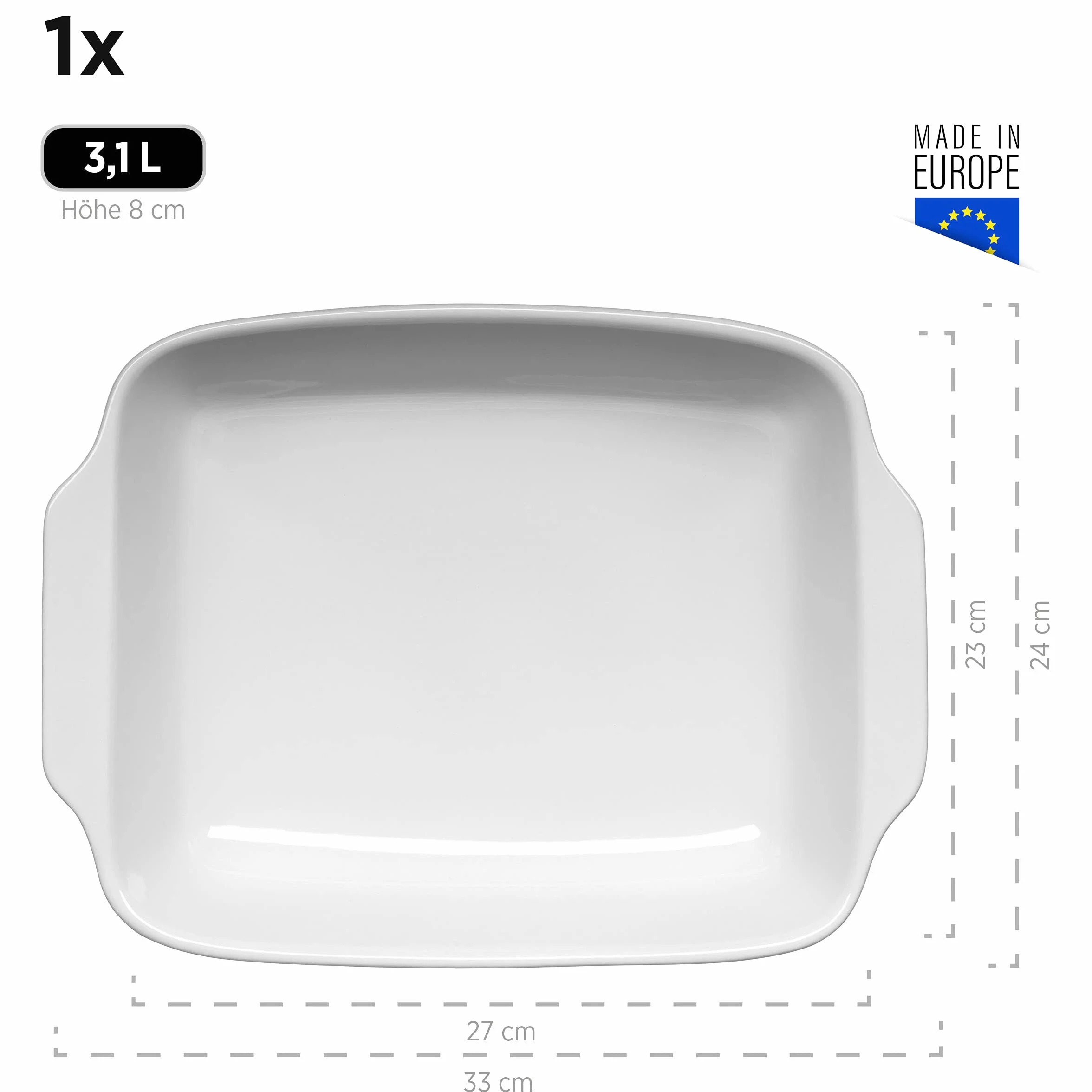 MÄSER 931135 Seria Kitchen Time, prostokątne formy do zapiekanek, zestaw 2 sztuk, prostokątne formy do piekarników, idealne również do lasagne, odporne na zarysowania i cięcie, ceramika, 33 x 24 x 8 cm / 25,5 x 16 x 7 cm, niebieskie