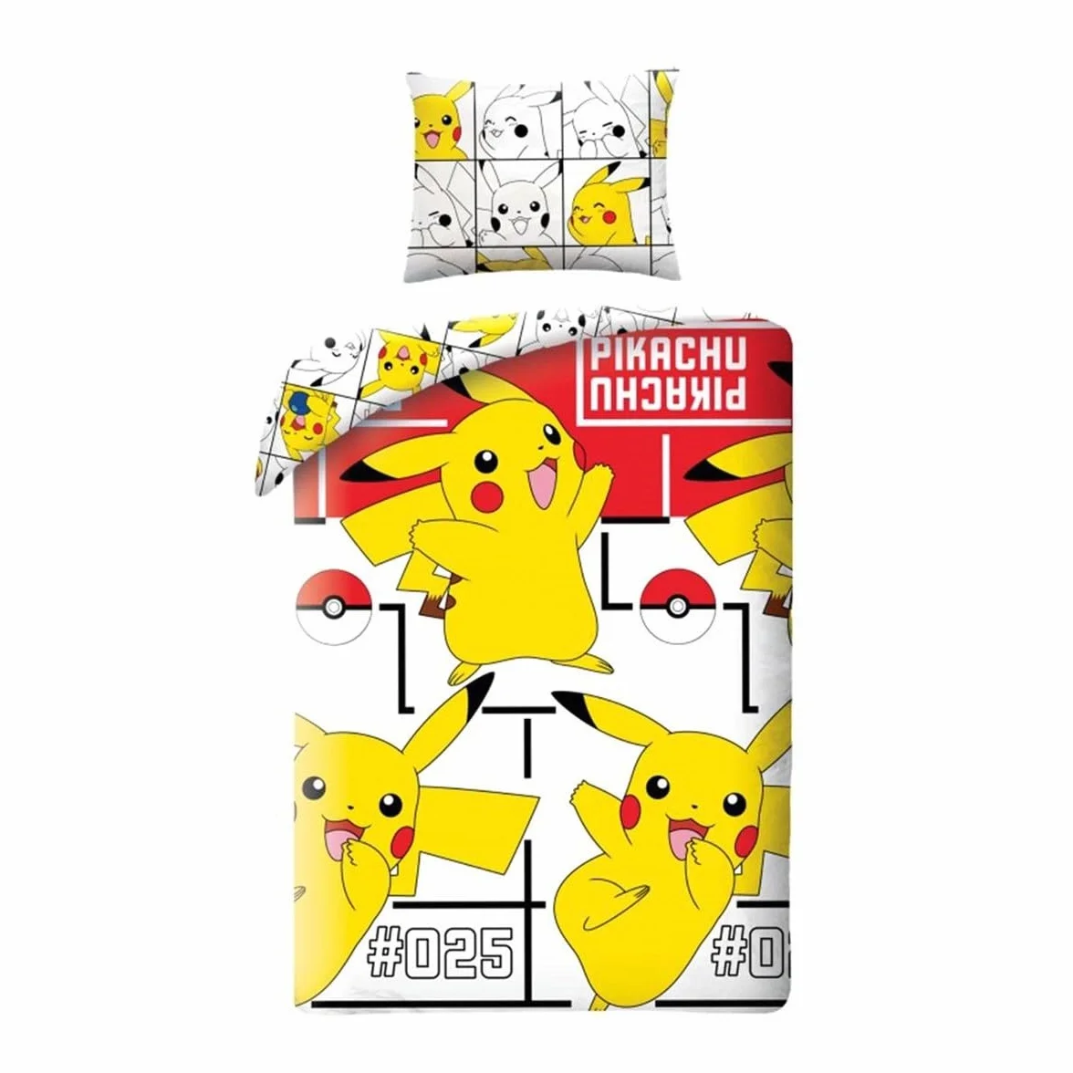Komplet pościeli Pikachu 100% bawełna, poszwa na kołdrę Pokemon 140x200 cm + poszewka na poduszkę