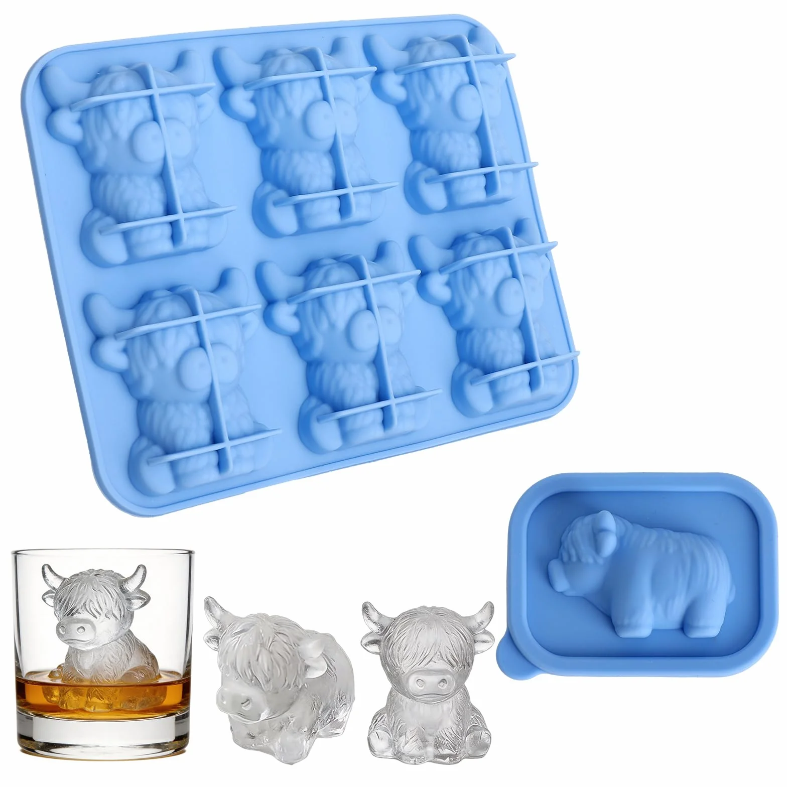 Highland Cow 3D mini foremki do lodu zestaw 2 sztuk