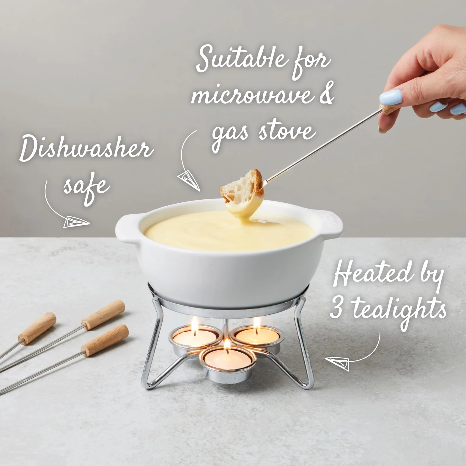 Boska Party Zestaw do fondue Ceramika Biały 750 ml