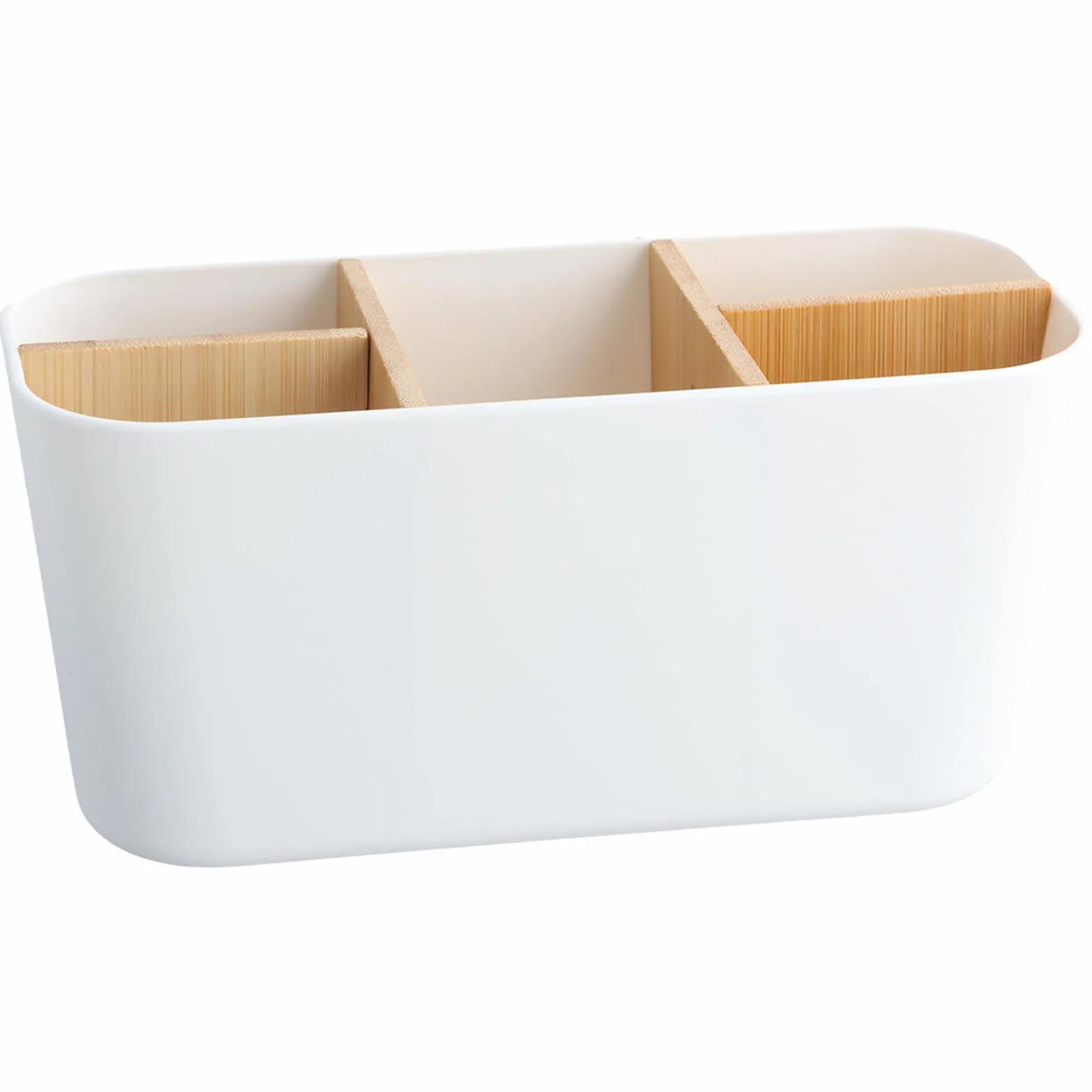 Plastikowy uchwyt na szczoteczki do zębów, organizer z 5 przegródkami, wyjmowane separatory do łazienki lub biura, 21 x 9 x 10 cm - praktyczny i trwały (bbiały)