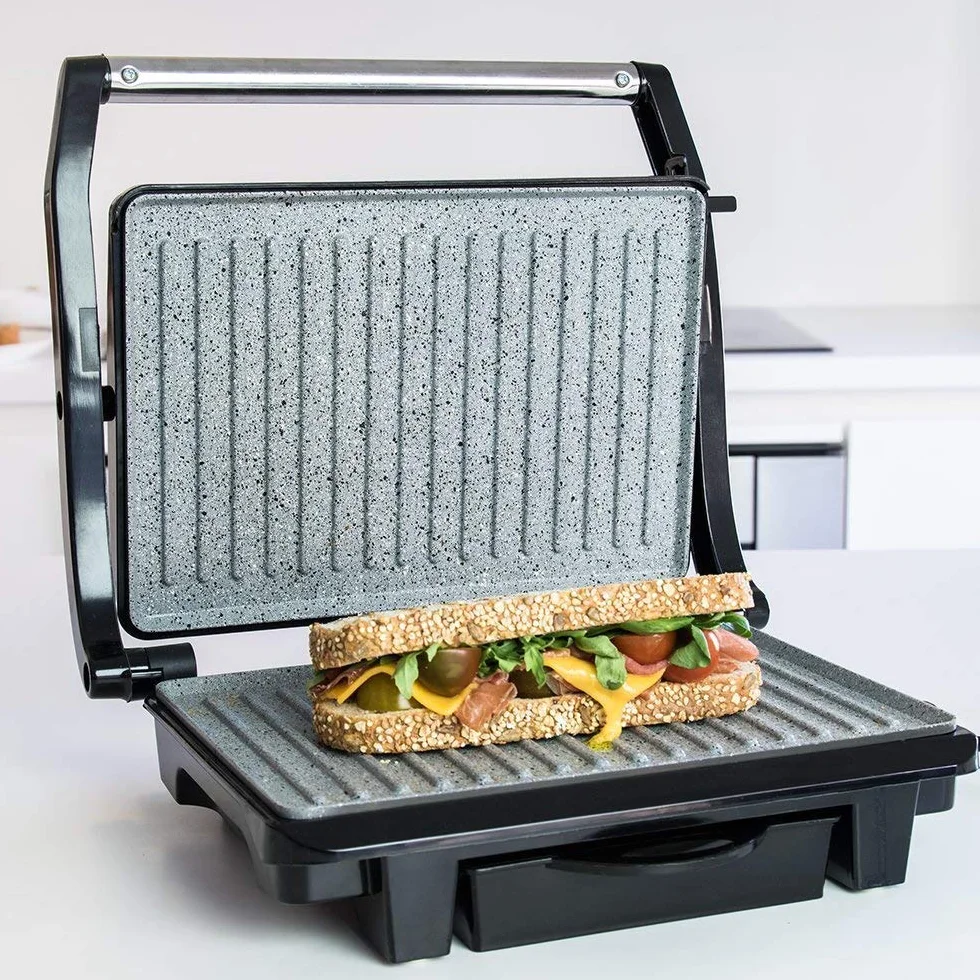 Cecotec Rock'nGrill 1500 Rapid grill elektryczny. Okładzina kamienna RockStone, płyta wierzchnia z regulacją wysokości, pojemnik na tłuszcz, moc 1500 W, obudowa przyjazna dla środowiska (1000 W)