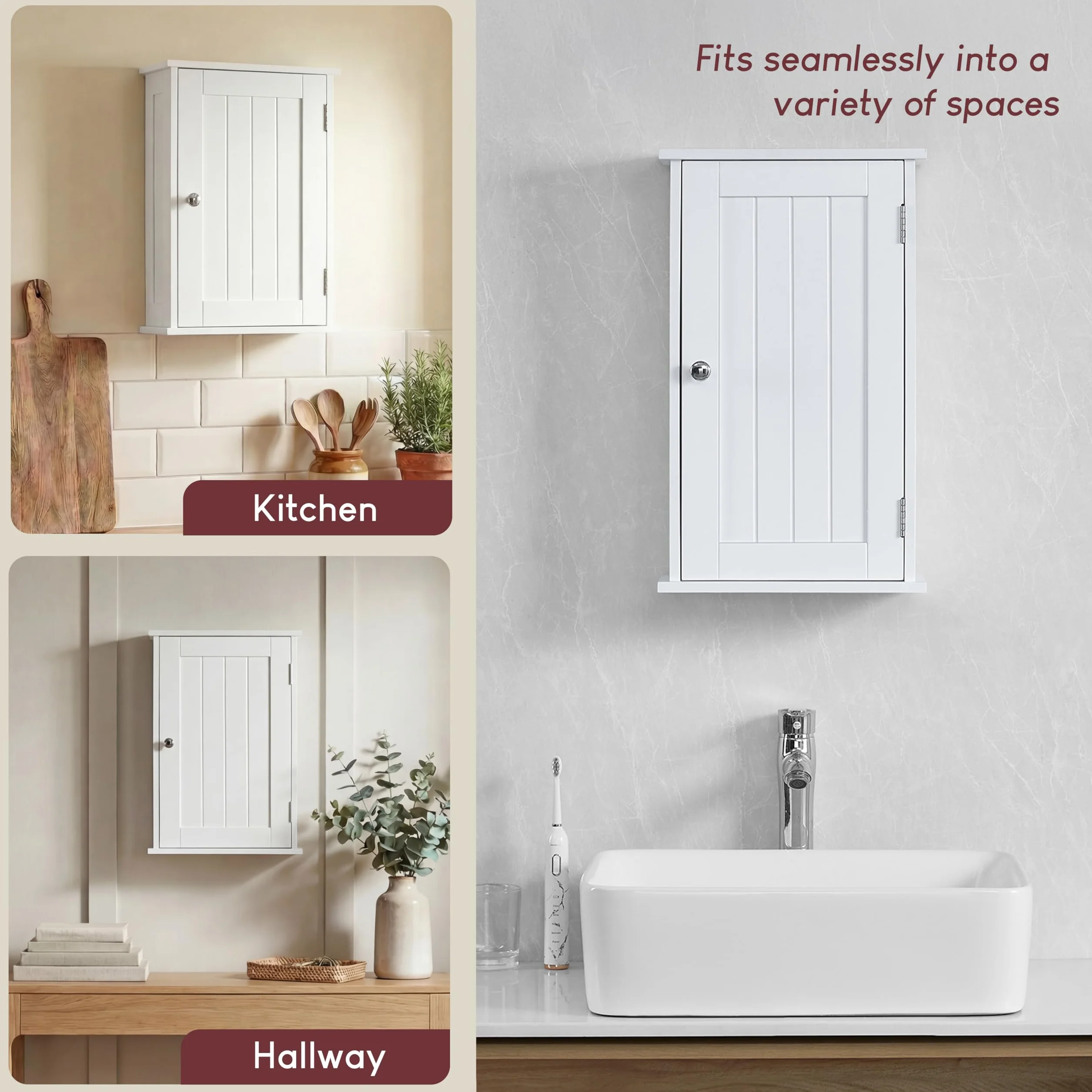Bath Vida Priano Szafka Łazienkowa Drewno Biały 50x30x14 cm