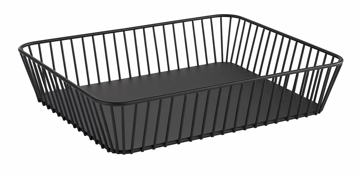 APS 30415 URBAN GN 1/2 czarny metalowy kosz z antypoślizgowymi nóżkami, 32,5 x 26,5 x 7,5 cm