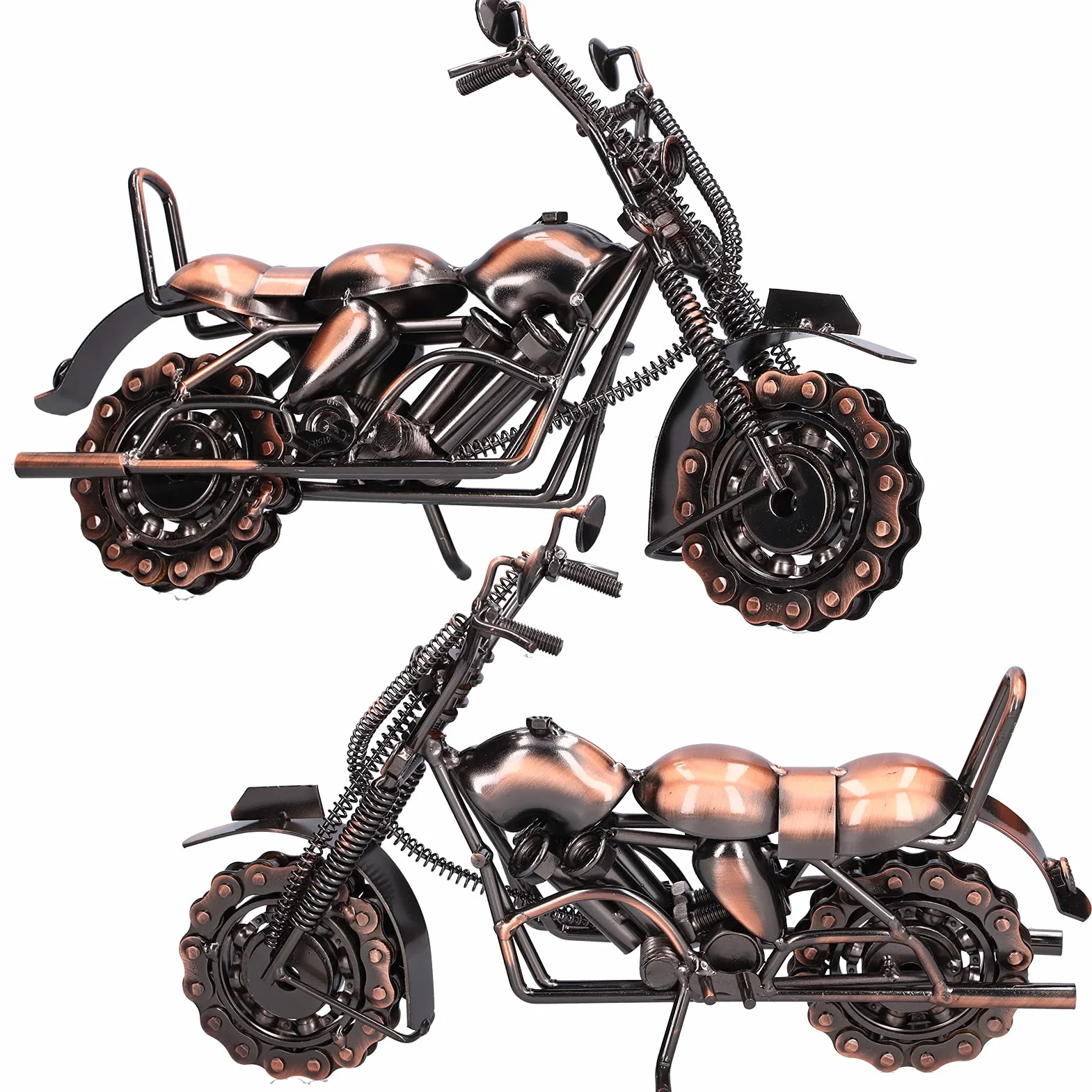 Figurka motocykla żelazny model retro brąz miniaturowy kolekcjonerski dekoracja domu