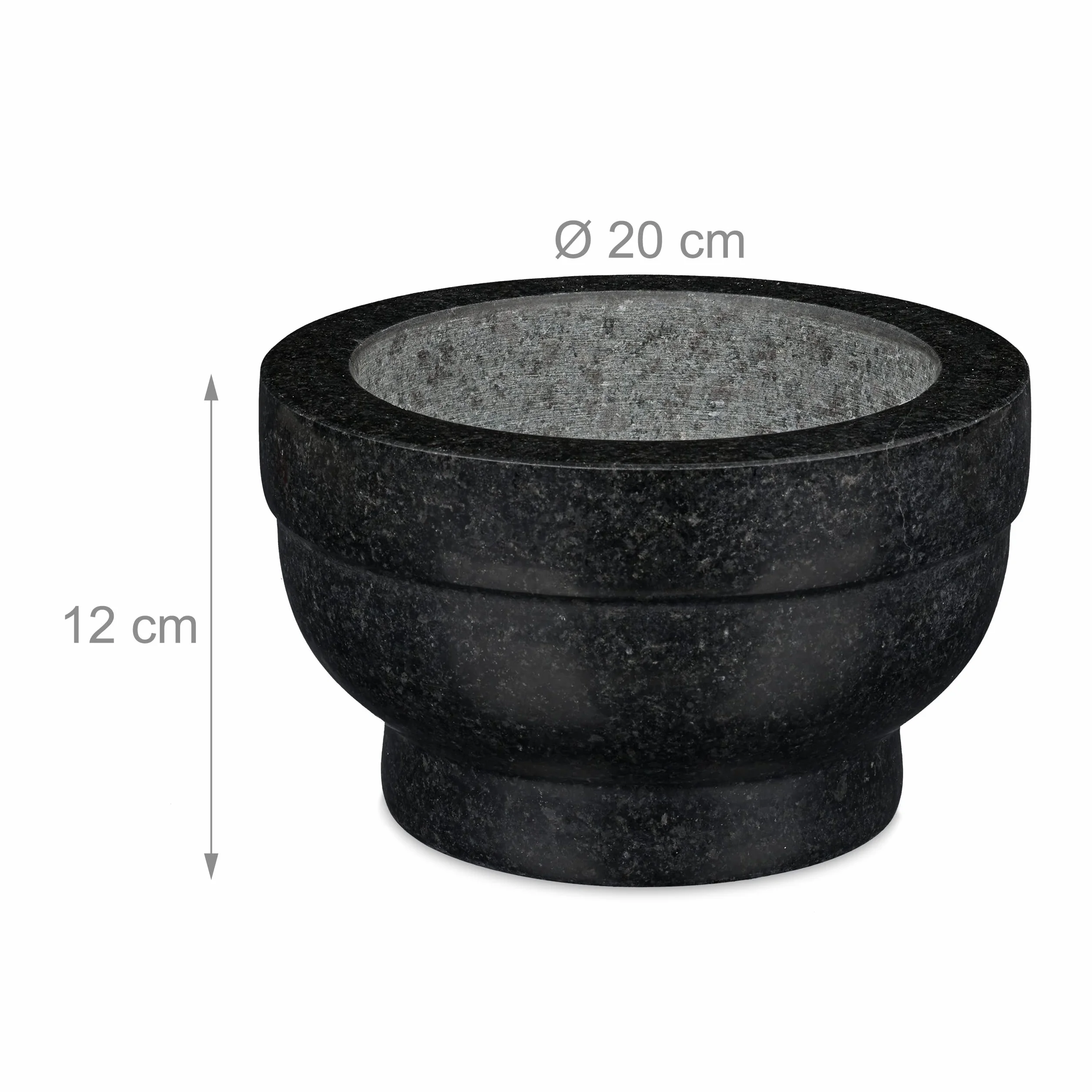 Relaxdays Moździerz Granitowy XXL z Tłuczkiem 5,6 kg Ø 20 cm 1 L Czarny