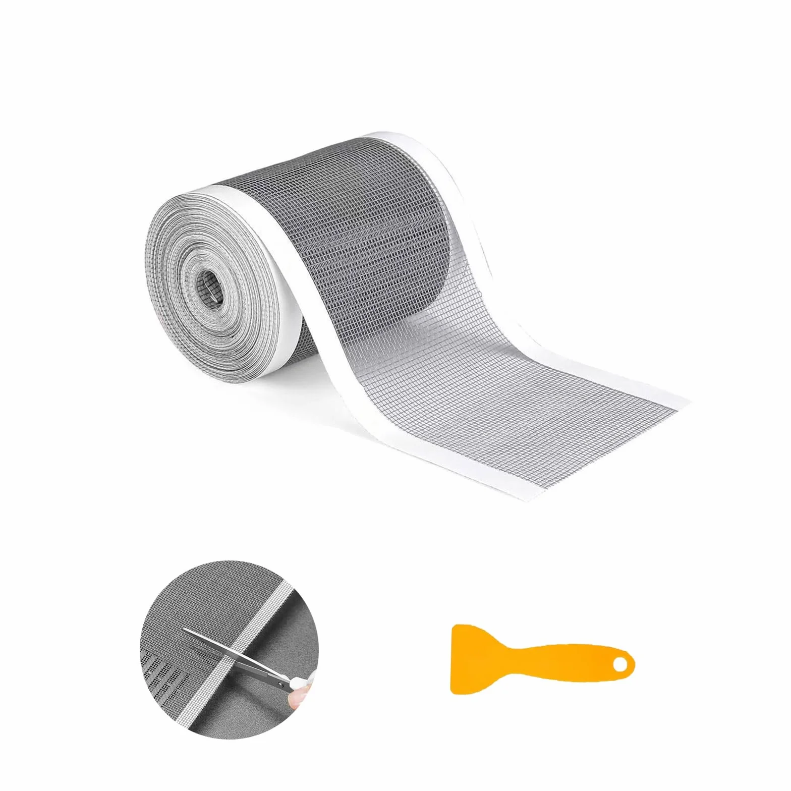 Prysznicowy sitko do włosów 100 mm x 10 m, samoprzylepny odpływ prysznicowy, jednorazowy siatkowy łapacz włosów z plastikowym skrobakiem, filtr odpływowy do pryszniców, wanien i kuchni