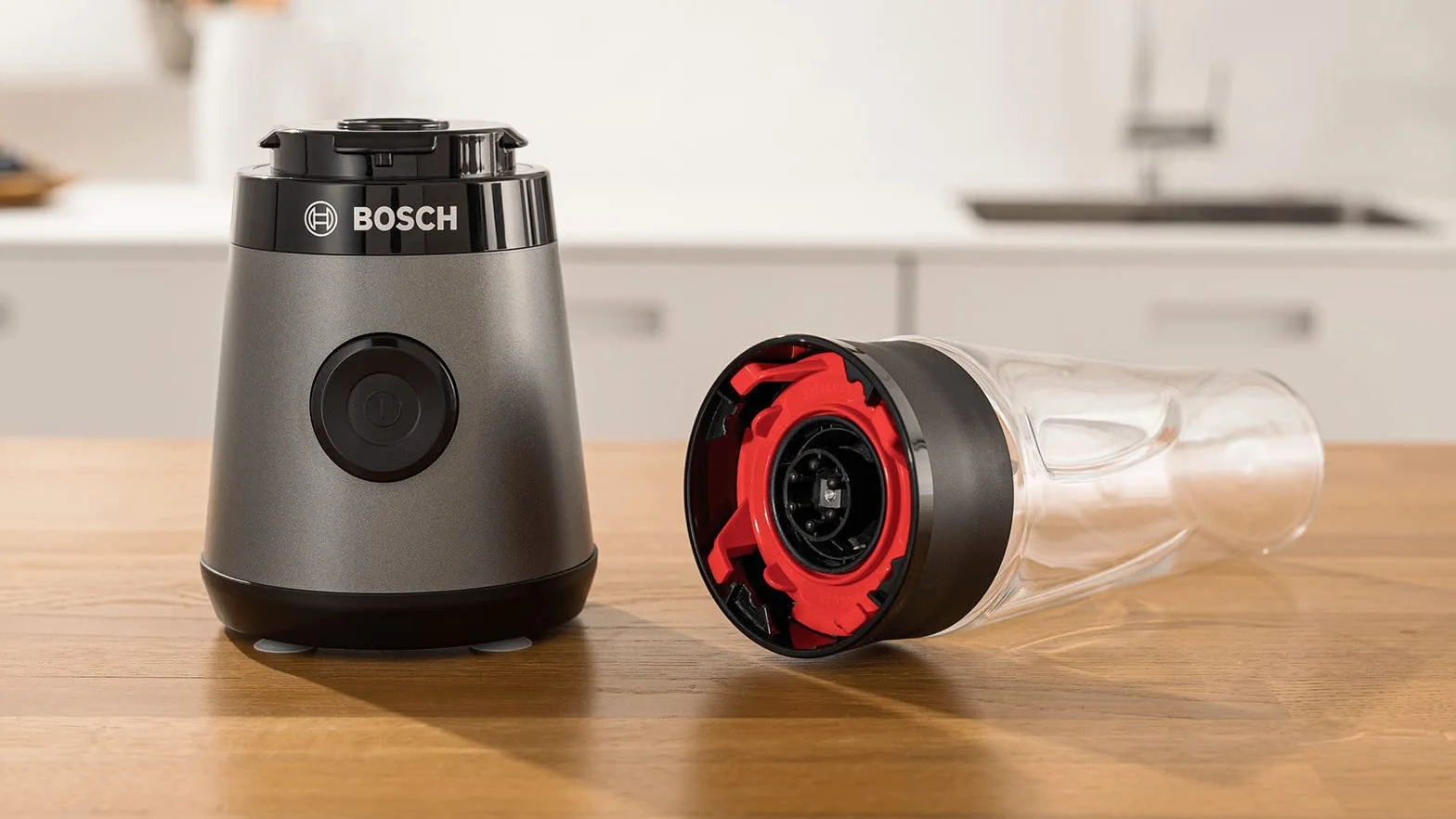 Bosch MMB2111S Mini Mikser Stojący VitaPower Seria 2, Highspeed 40 000 obr./min, 450 W, Butelka Tritan ToGo 0,6 l
