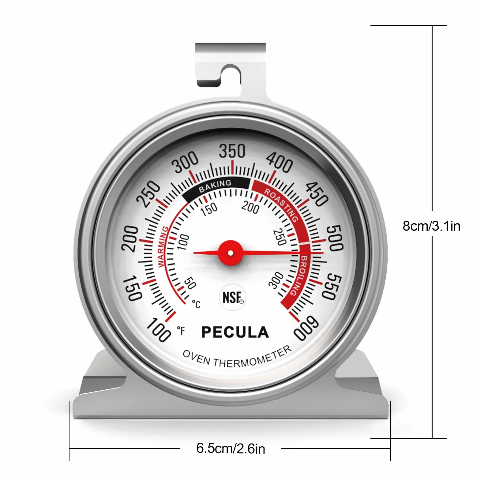 Termometr do piekarnika 50-300°C/18-815°C ze stali nierdzewnej, natychmiastowy odczyt