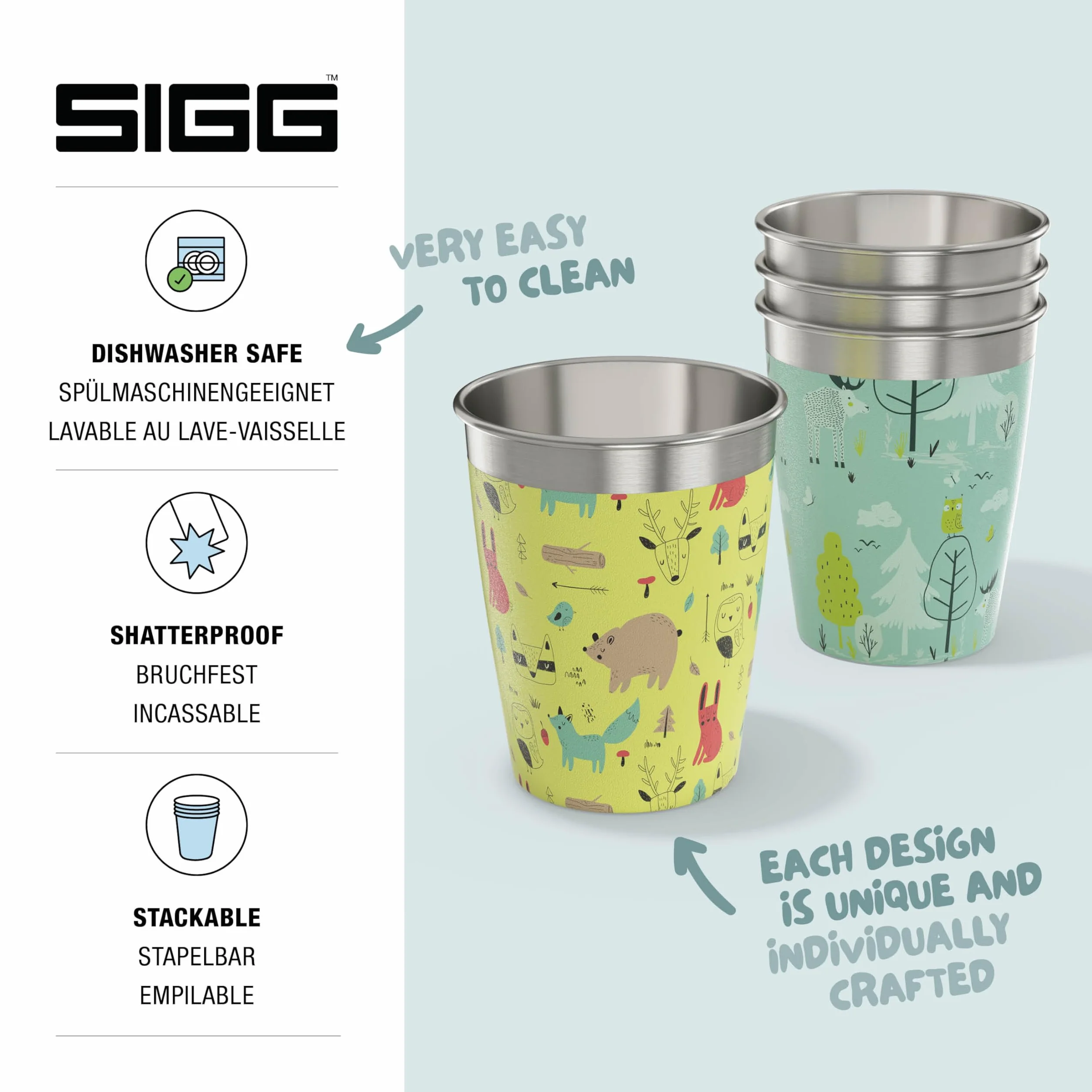 SIGG Zestaw Kubków Ze Stali Nierdzewnej Dla Dzieci 4 x 0,35 l