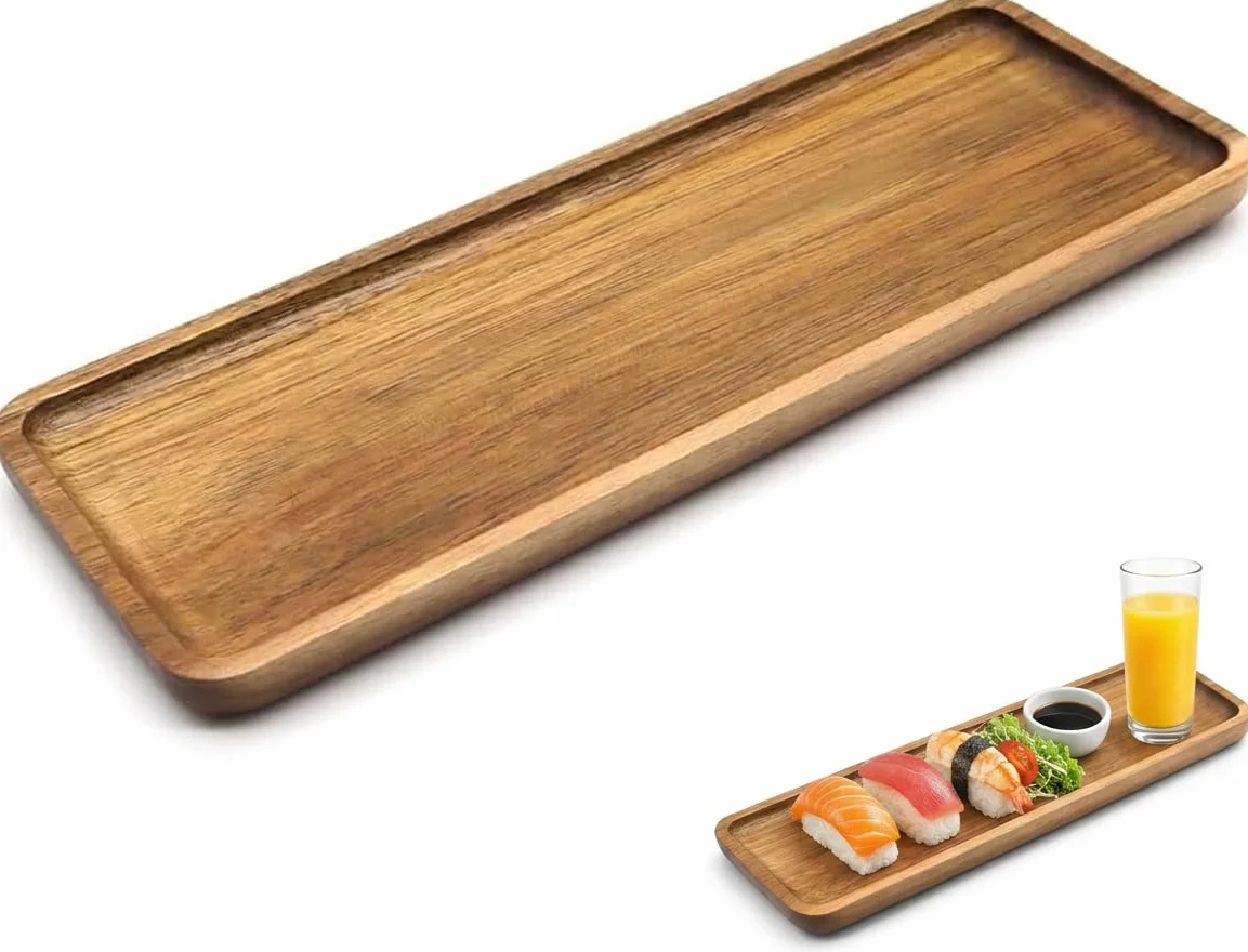 Taca do serwowania z drewna akacjowego 29 x 10,6 x 1,6 cm dekoracyjna