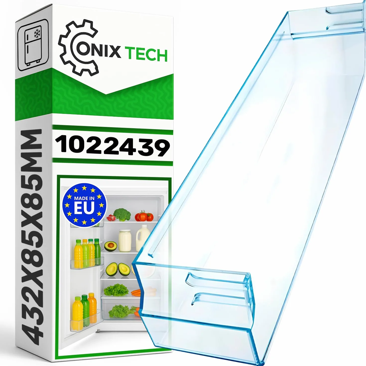 Półka na drzwi lodówka 432 х 85 x 85 mm z oryginalnym kodem 1022439 1033020 dla Amica - 5 lat - ONIX TECH