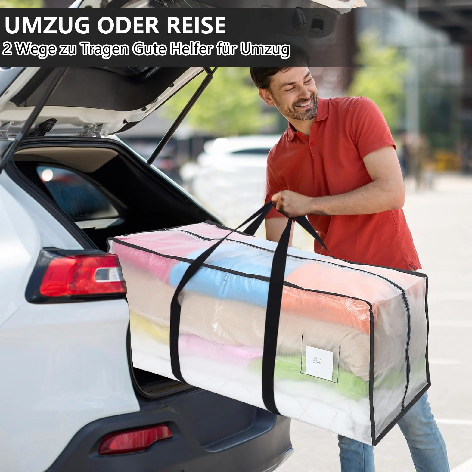 Dntorx 8 sztuk toreb do przechowywania, 120 l, wodoszczelne, przezroczyste kartony, duże pudełka do przeprowadzki, z uchwytem na zamek błyskawiczny, do przeprowadzki, przechowywania, na kemping