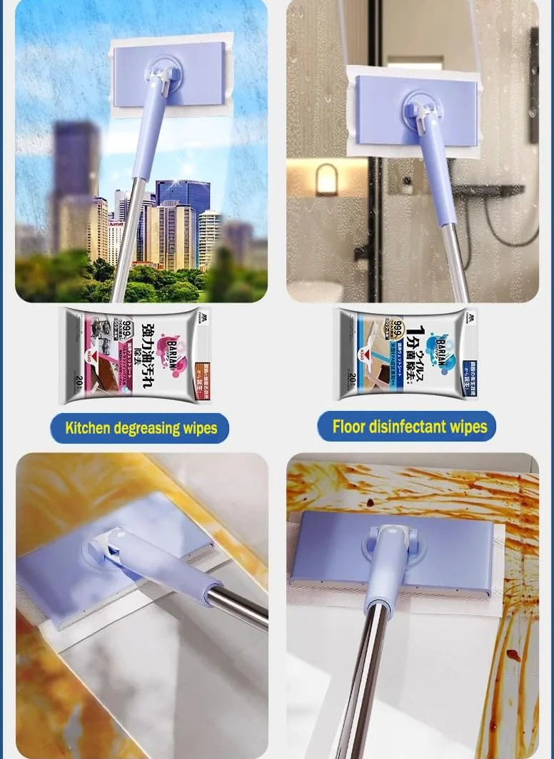 Automatyczny mini mop do zmiany tkaniny, bez użycia rąk, kompatybilny z ręcznikami do twarzy, mini mop bez użycia rąk z obrotową głowicą 360°, kompatybilny z ręcznikami lub jednorazowymi chusteczkami