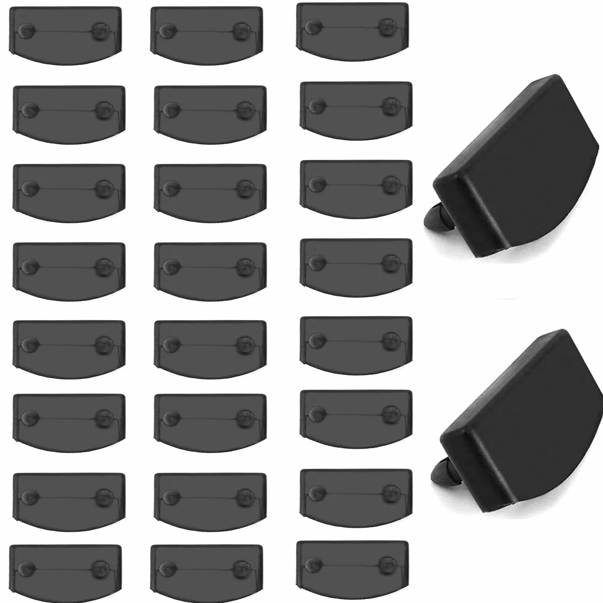 Uchwyty boczne na stelaż łóżka z tworzywa sztucznego, czarne, 54 mm x 9 mm, zestaw 24 szt.
