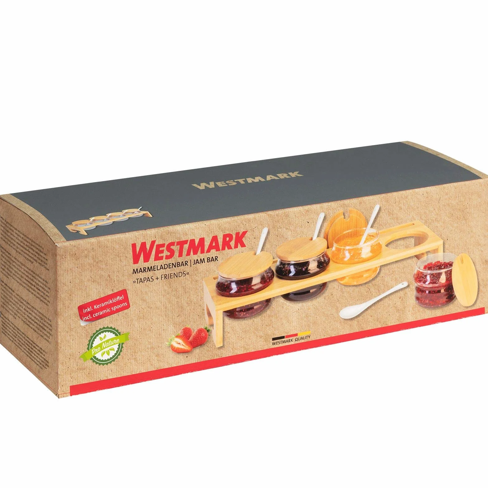 Westmark Tacka na dżemy i przyprawy 13-elementowy zestaw Bambus szkło ceramika 38,5 cm Jasnobrązowy biały