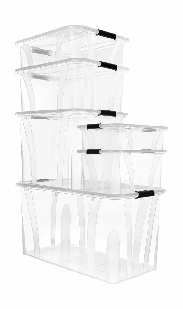 Plastikowy Pojemnik Z Pokrywą Do Przechowywania 14 Litrów, Pudełko Na Zabawki Dokumenty Ubrania Organizer Transparentny Przezroczysty, 1 Sztuka (14 L)