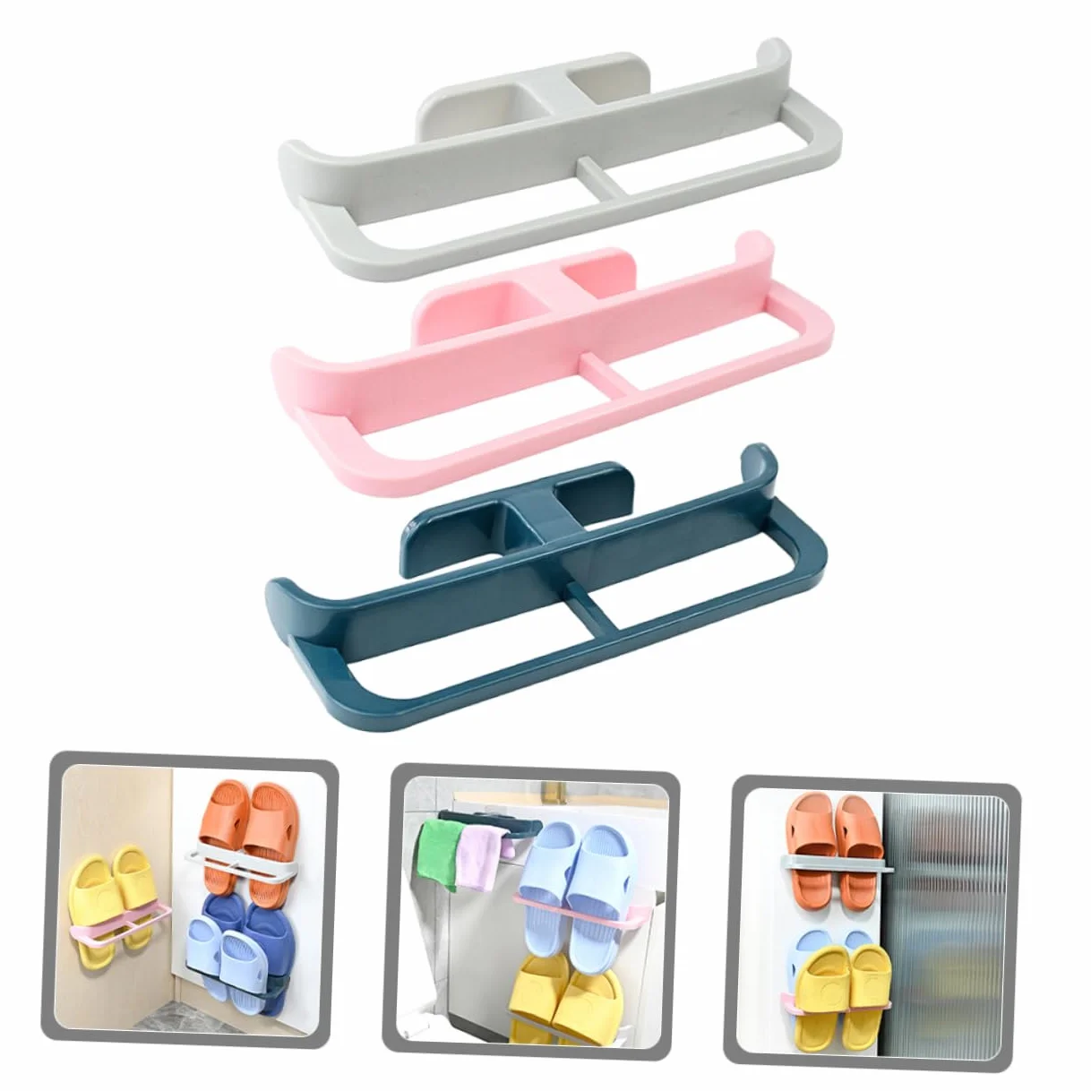 3kawałki Samoprzylepny Wieszak Klapki Do Łazienki Wieszaki Ścienne Ręczniki Do Przechowywania Mokrej Przestrzeni Łatwy Montaż Bez Wiercenia